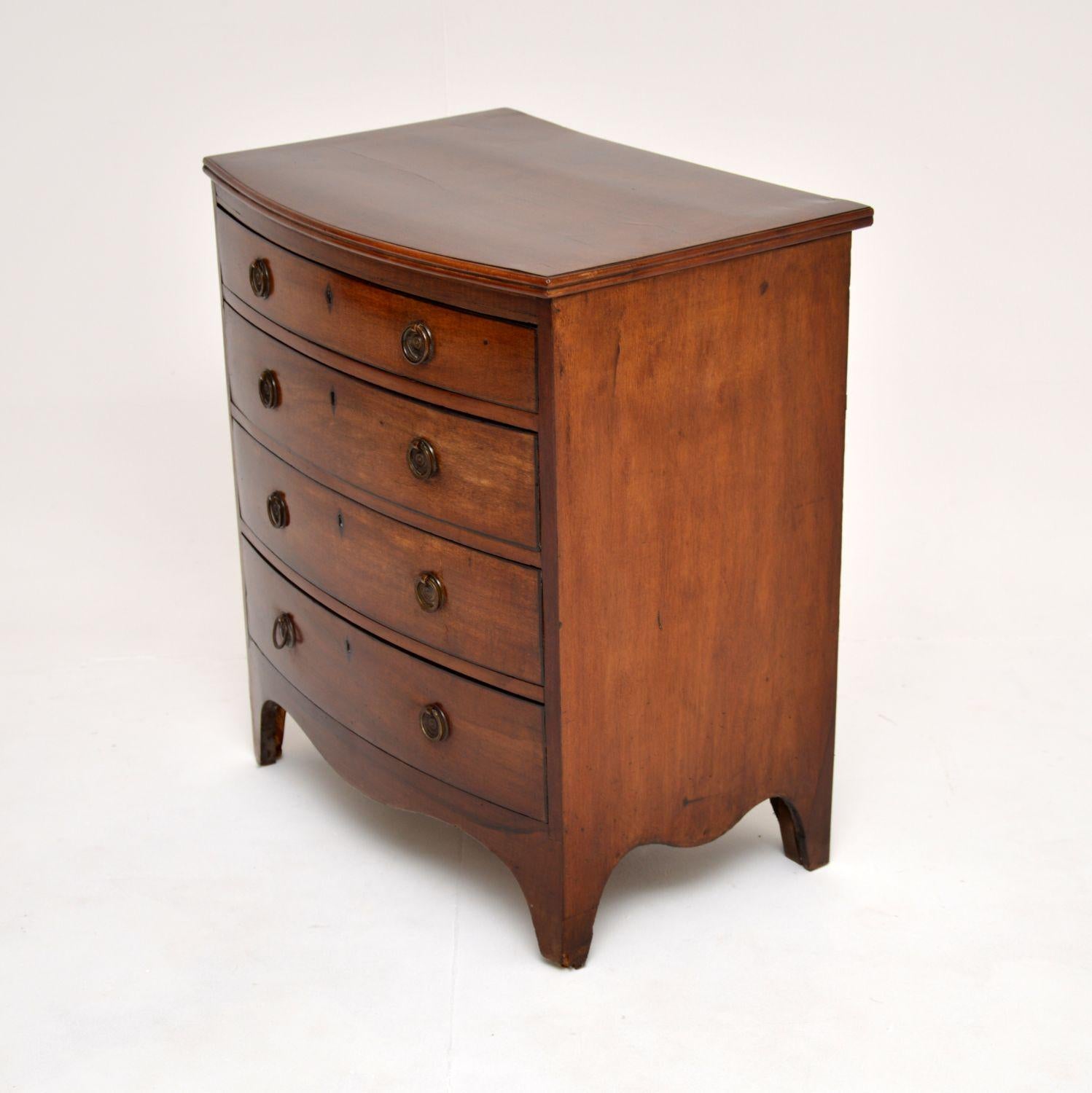 George III Antique Georgian Bow Front Chest of Drawers For Sale