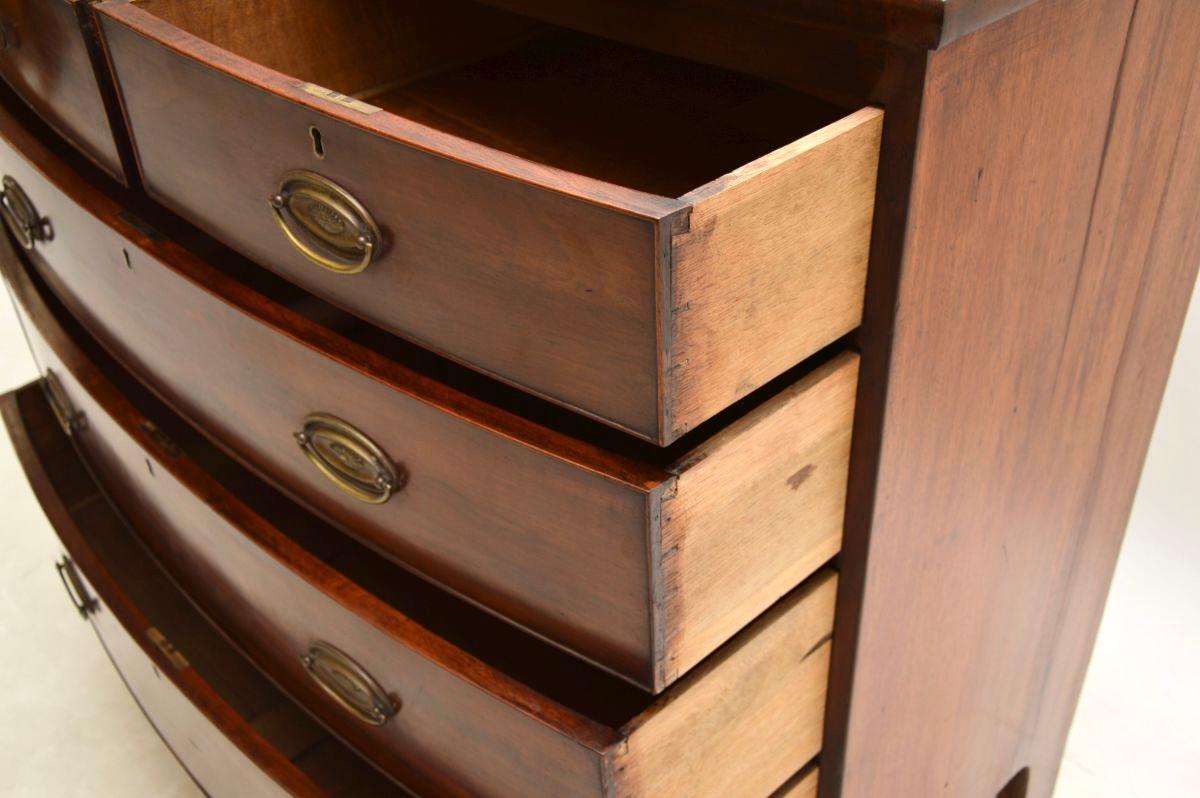 British Antique Georgian Bow Fronted Chest of Drawers