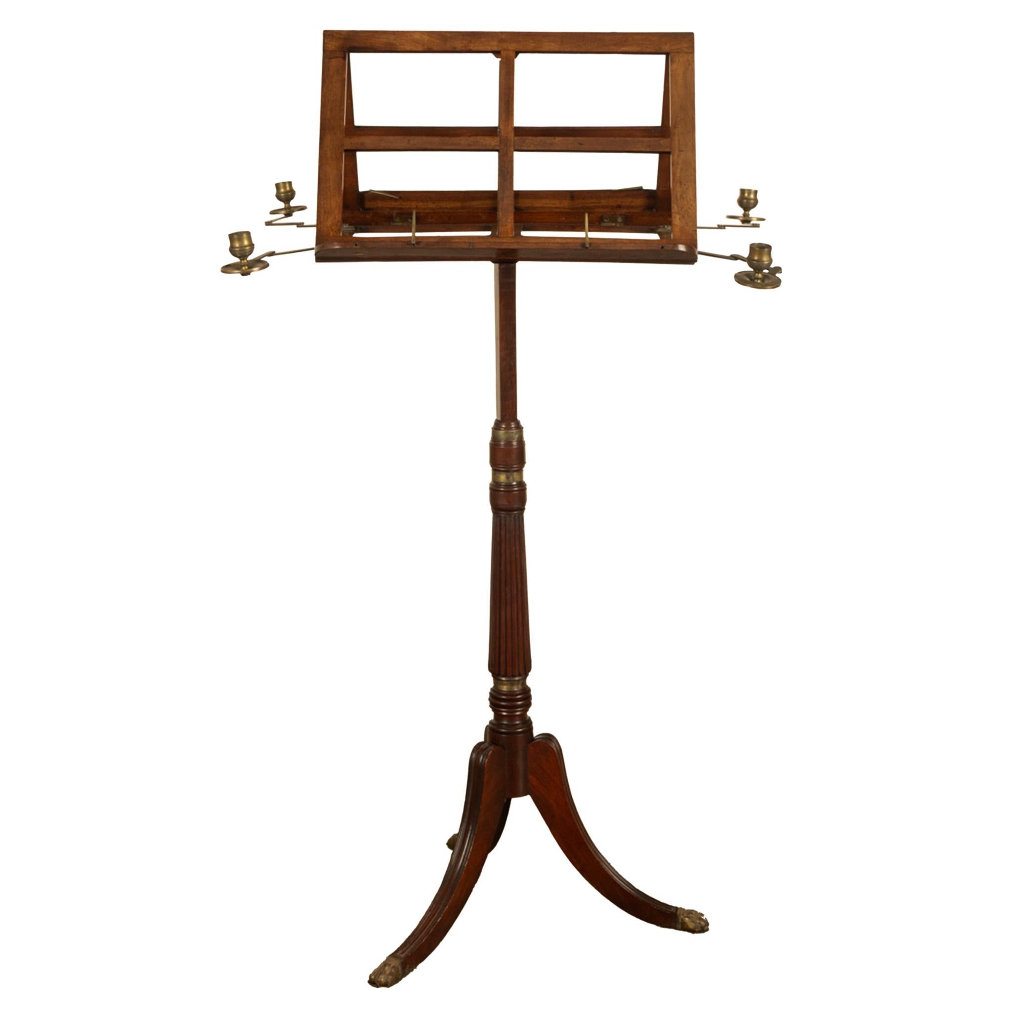 Antike georgische Messing-Kerzenleuchter Mahagoni Duett Notenständer 1790 im Angebot 4