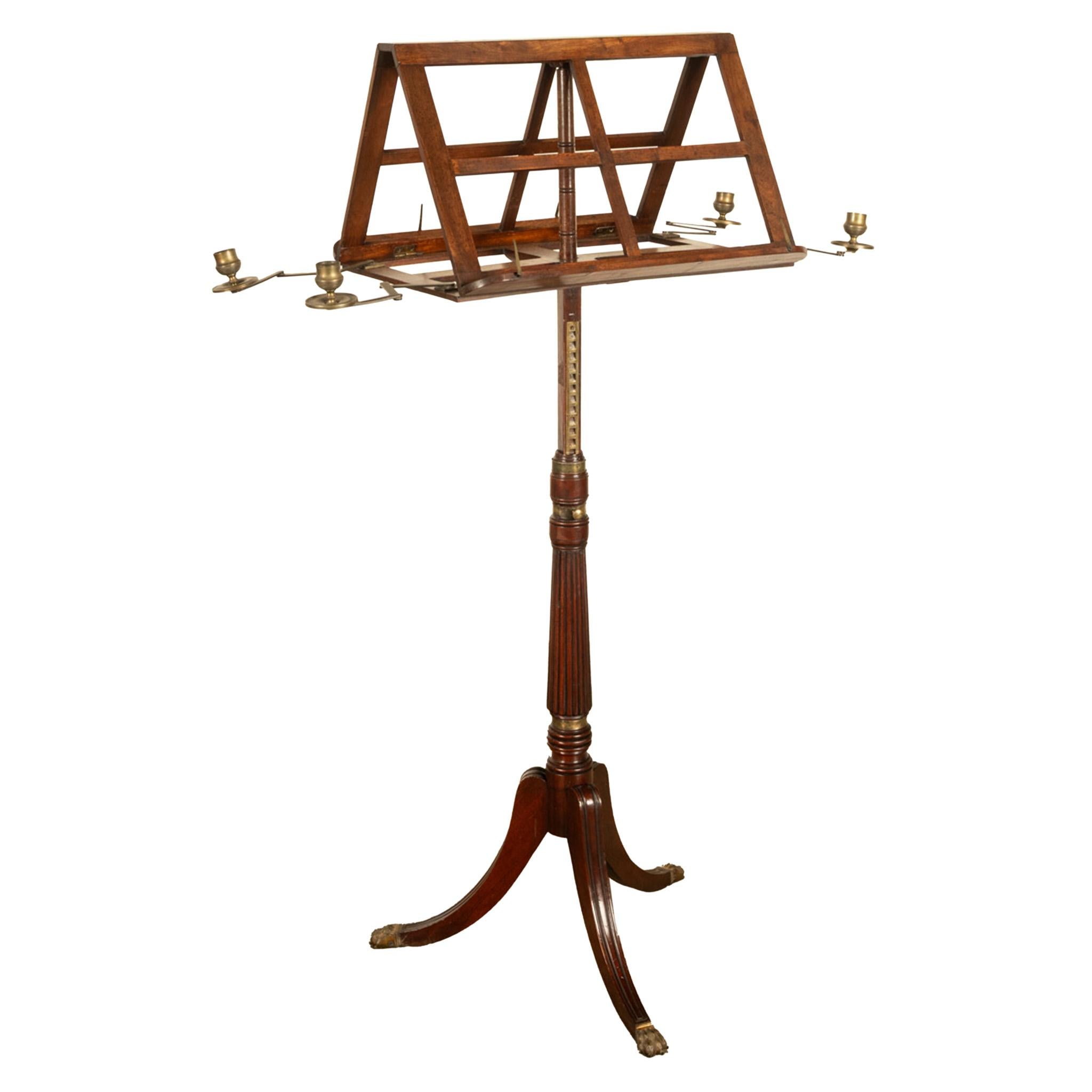 Antike georgische Messing-Kerzenleuchter Mahagoni Duett Notenständer 1790 im Angebot 5