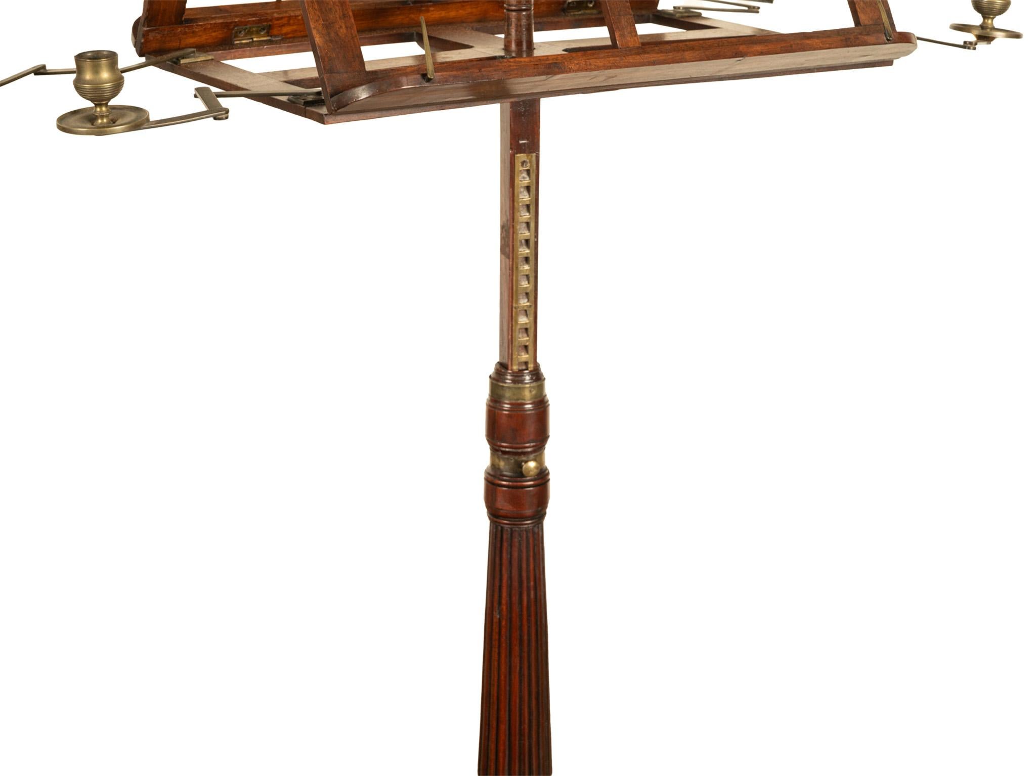Antike georgische Messing-Kerzenleuchter Mahagoni Duett Notenständer 1790 im Angebot 6