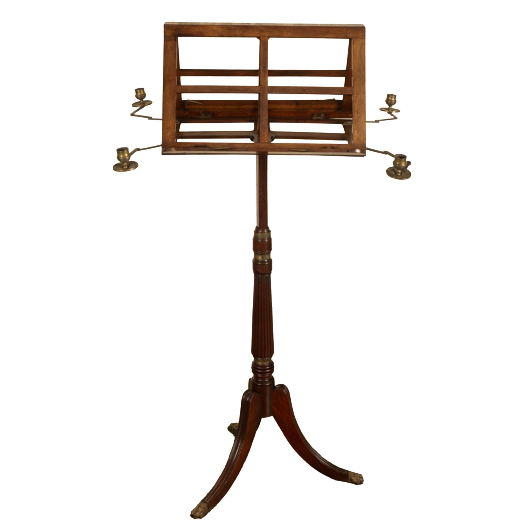 Antike georgische Messing-Kerzenleuchter Mahagoni Duett Notenständer 1790 (Georgian) im Angebot