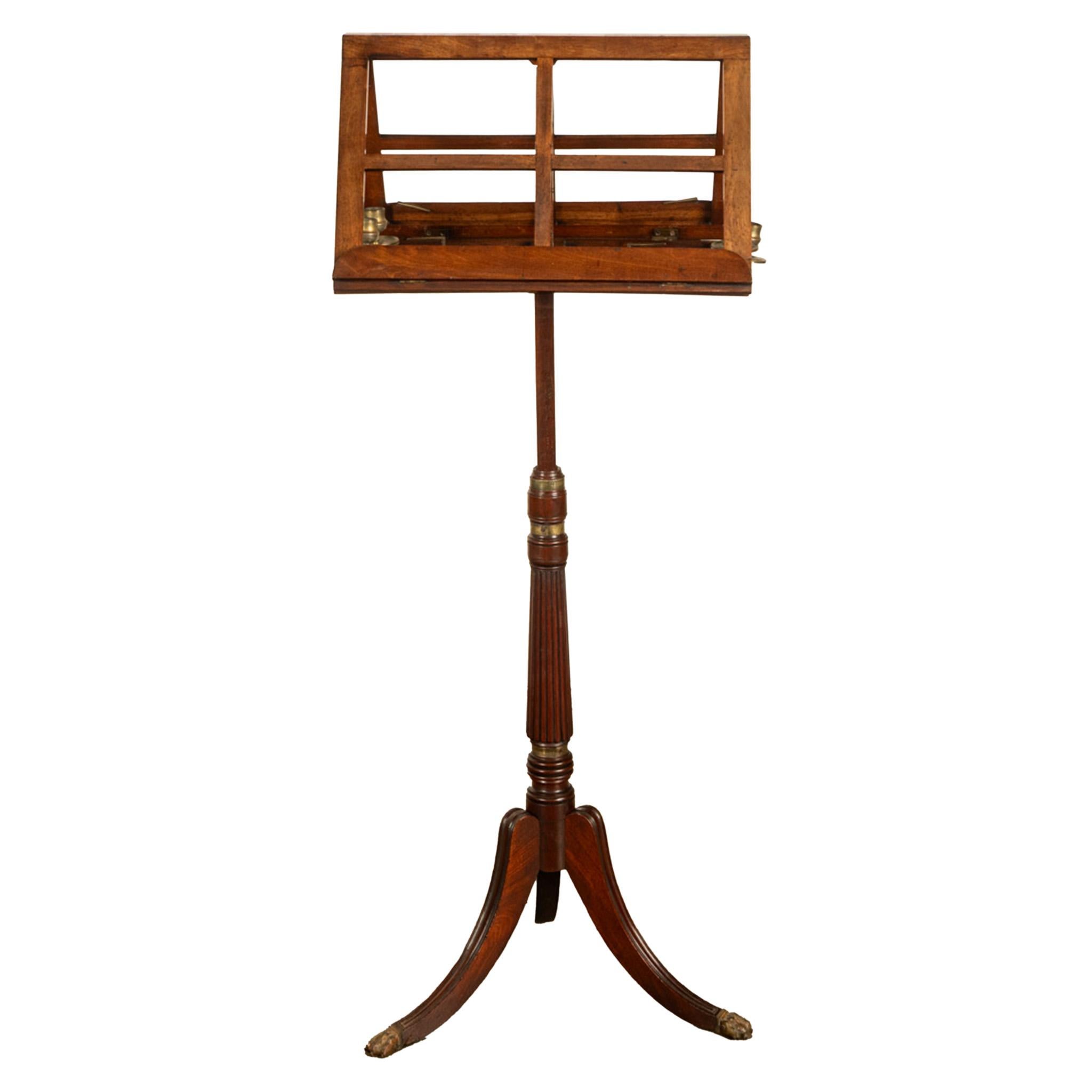 Antike georgische Messing-Kerzenleuchter Mahagoni Duett Notenständer 1790 (Englisch) im Angebot