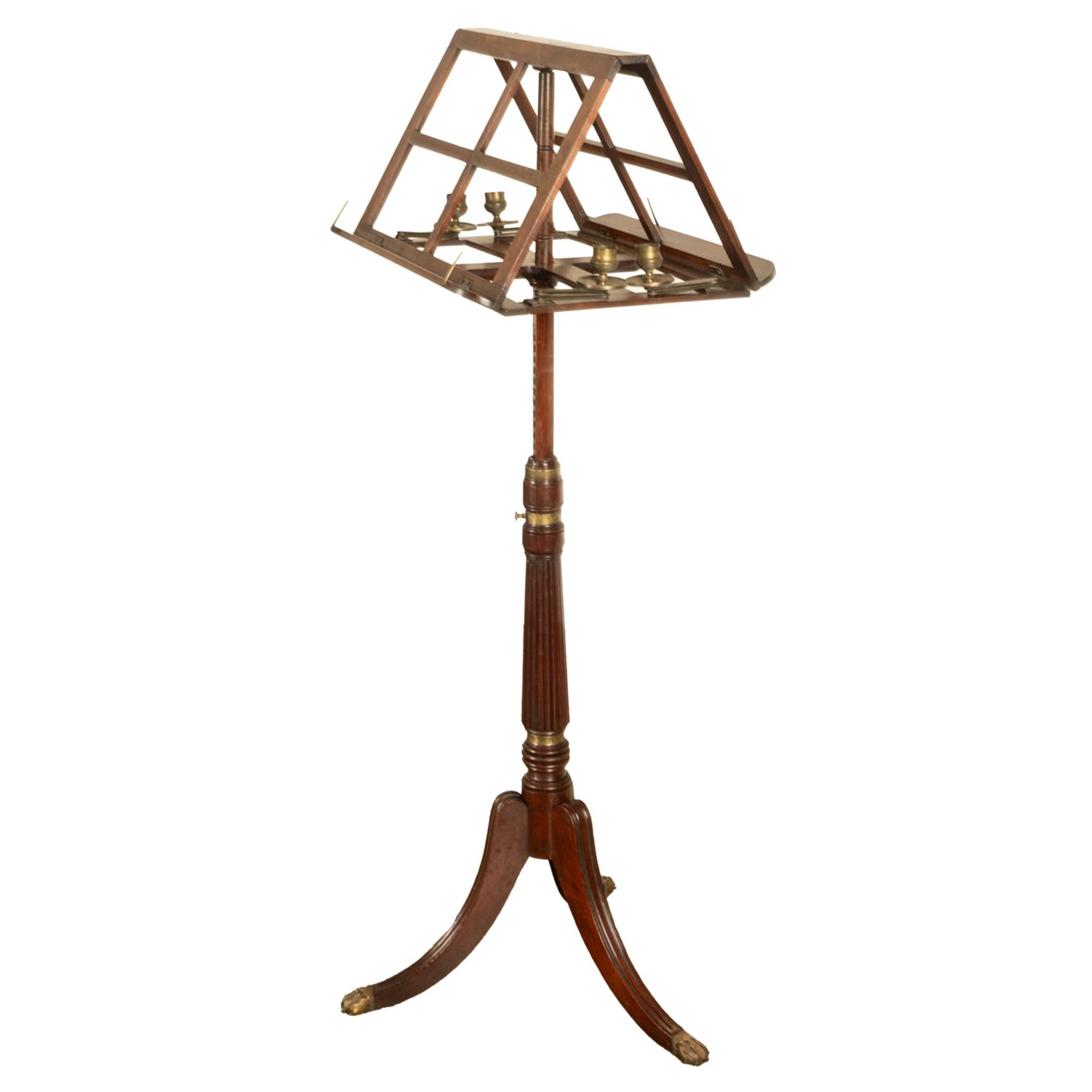 Antike georgische Messing-Kerzenleuchter Mahagoni Duett Notenständer 1790 im Angebot 1