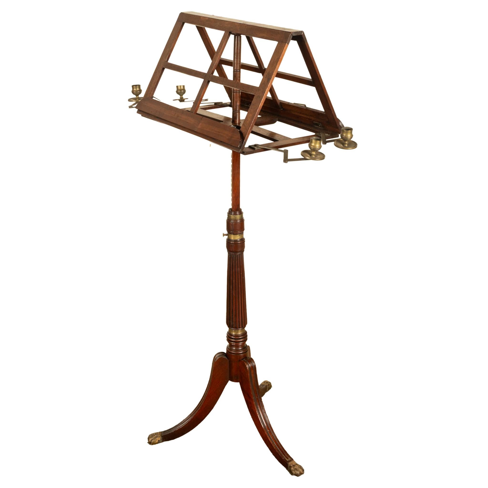 Antike georgische Messing-Kerzenleuchter Mahagoni Duett Notenständer 1790 im Angebot 2