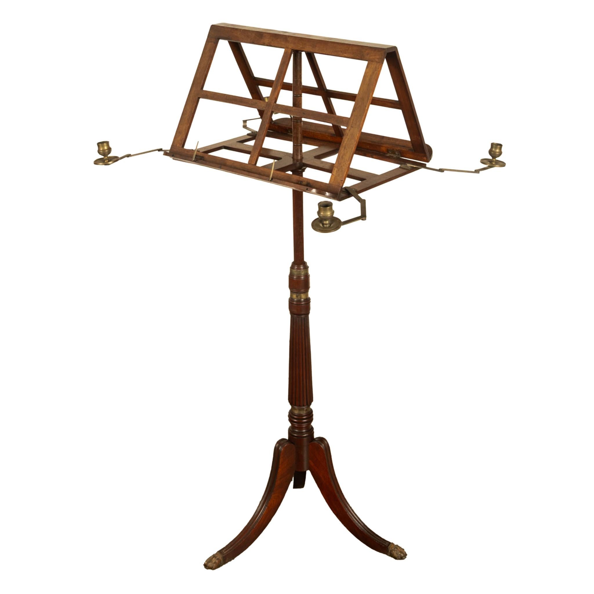 Antike georgische Messing-Kerzenleuchter Mahagoni Duett Notenständer 1790 im Angebot 3