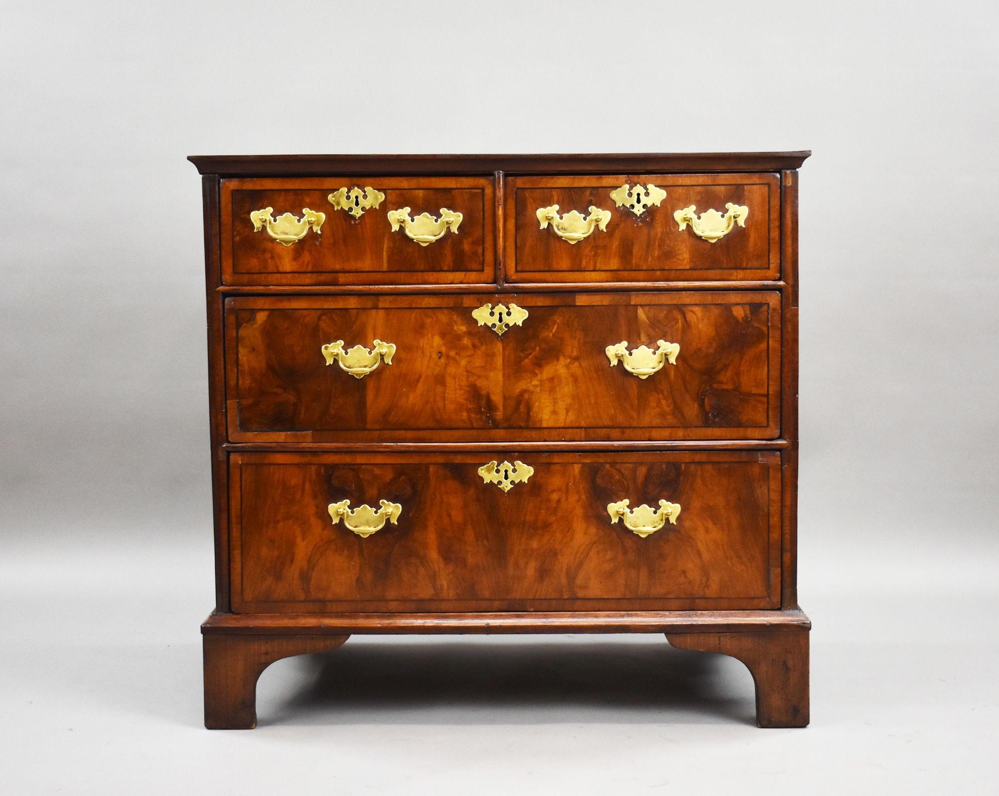English Antique Georgian Burr Walnut Chest of Drawers For Sale