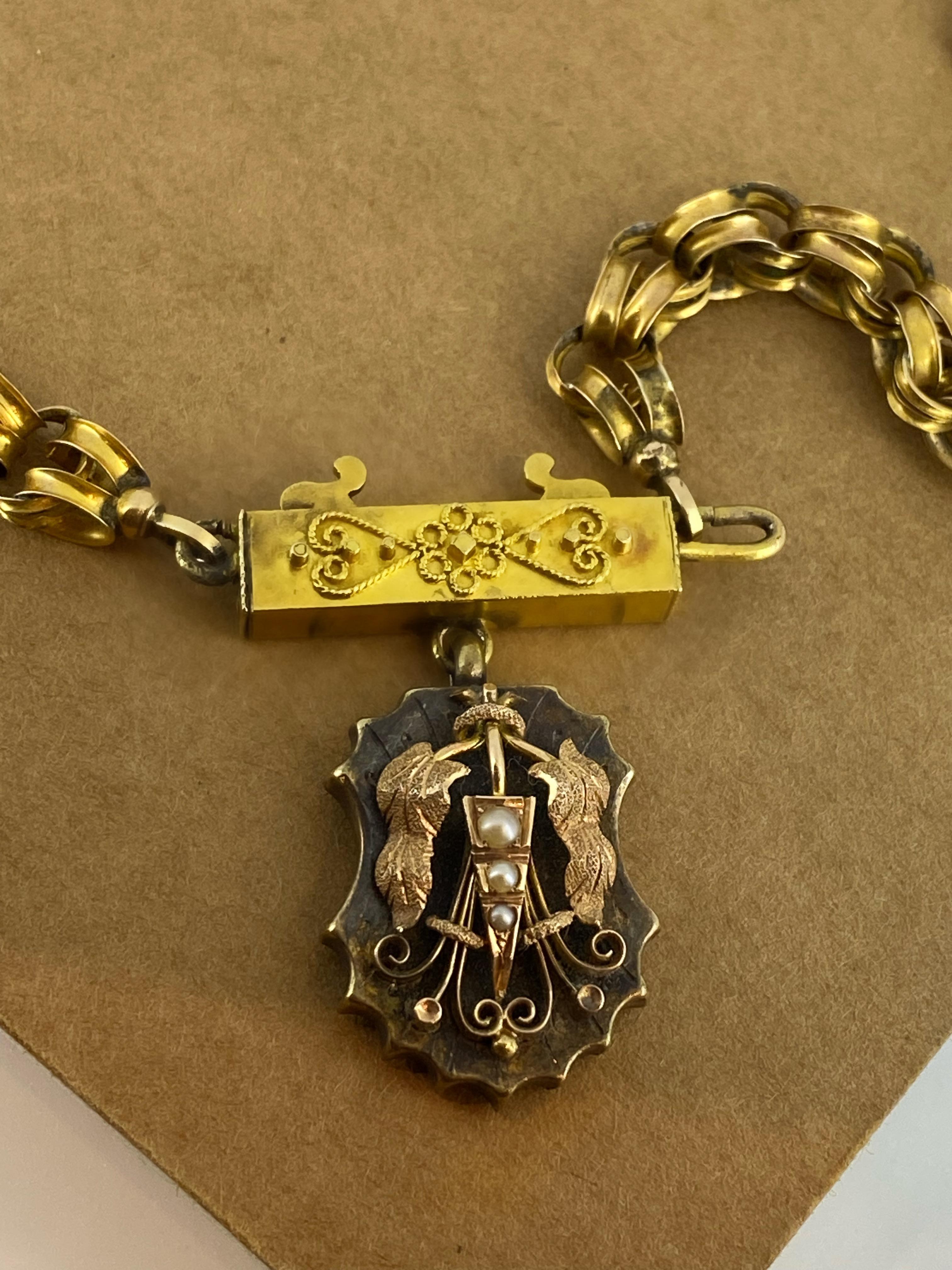 Antike georgianische 15K Gold englische Kette Halskette mit Medaillon-Anhänger, Georgian, um 1800 im Angebot 5