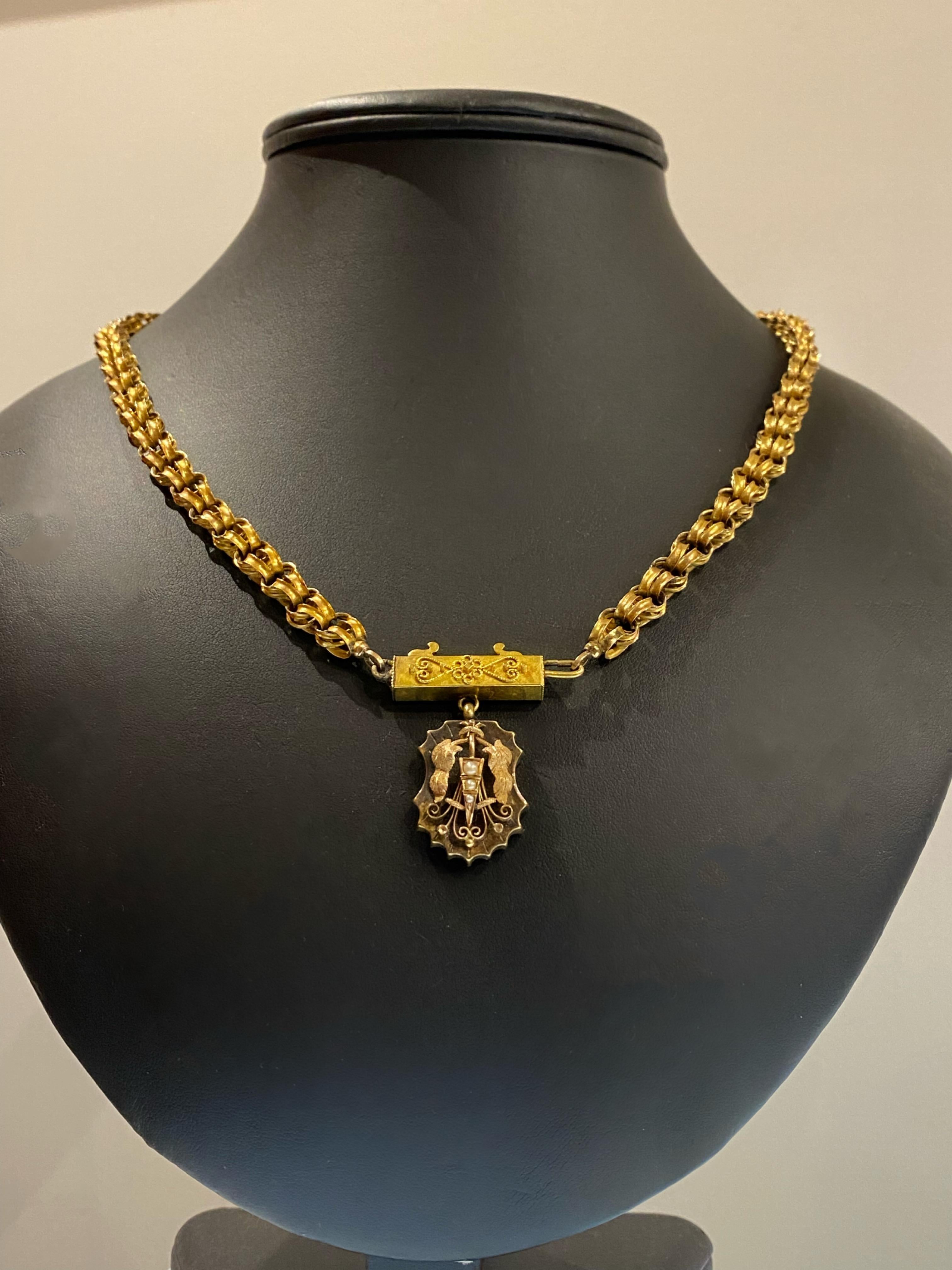 Antike georgianische 15K Gold englische Kette Halskette mit Medaillon-Anhänger, Georgian, um 1800 im Angebot 4