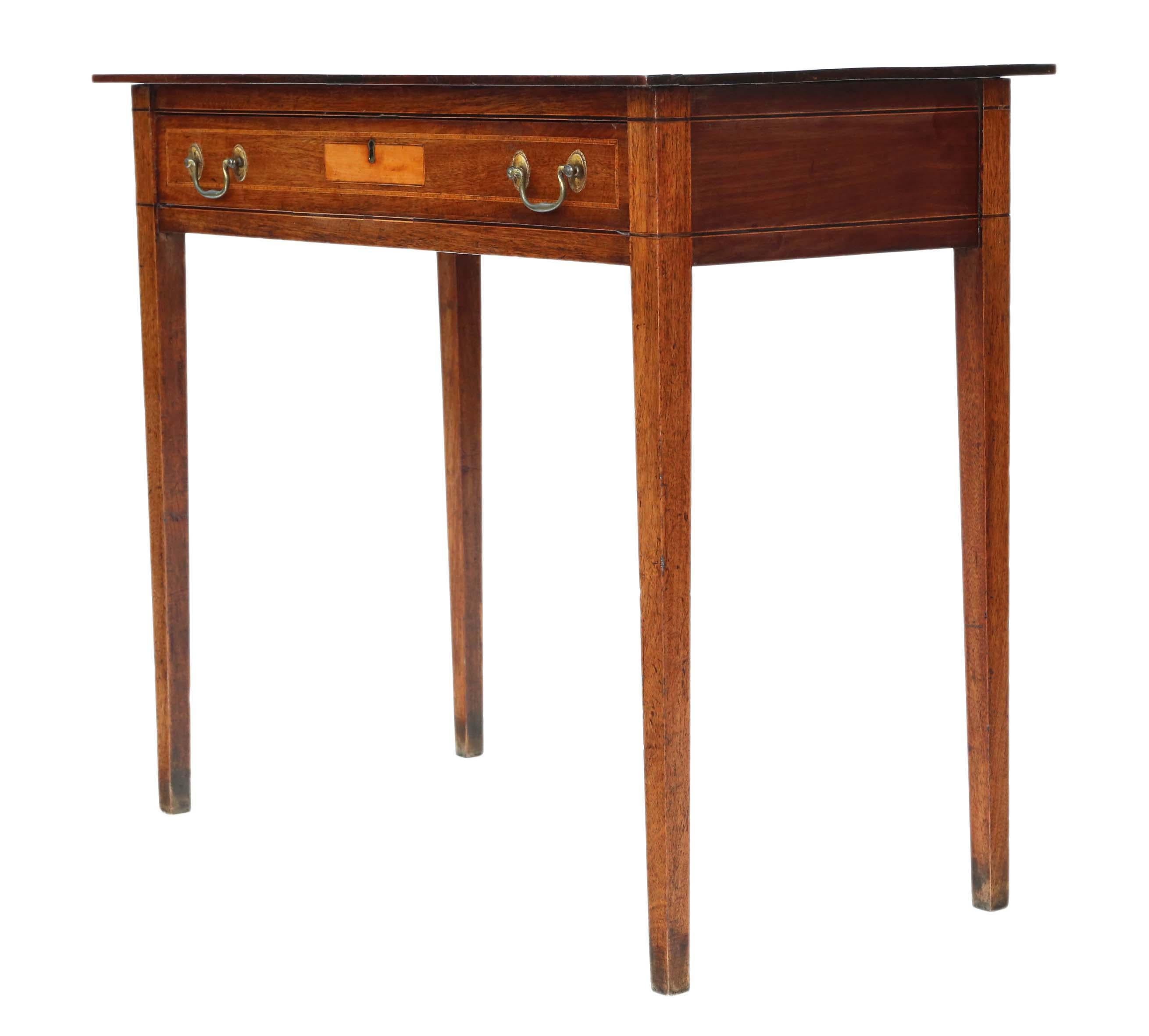 Antique Georgian circa 1800 Inlaid Mahogany Writing Side Table Desk In Good Condition In Wisbech, Cambridgeshire