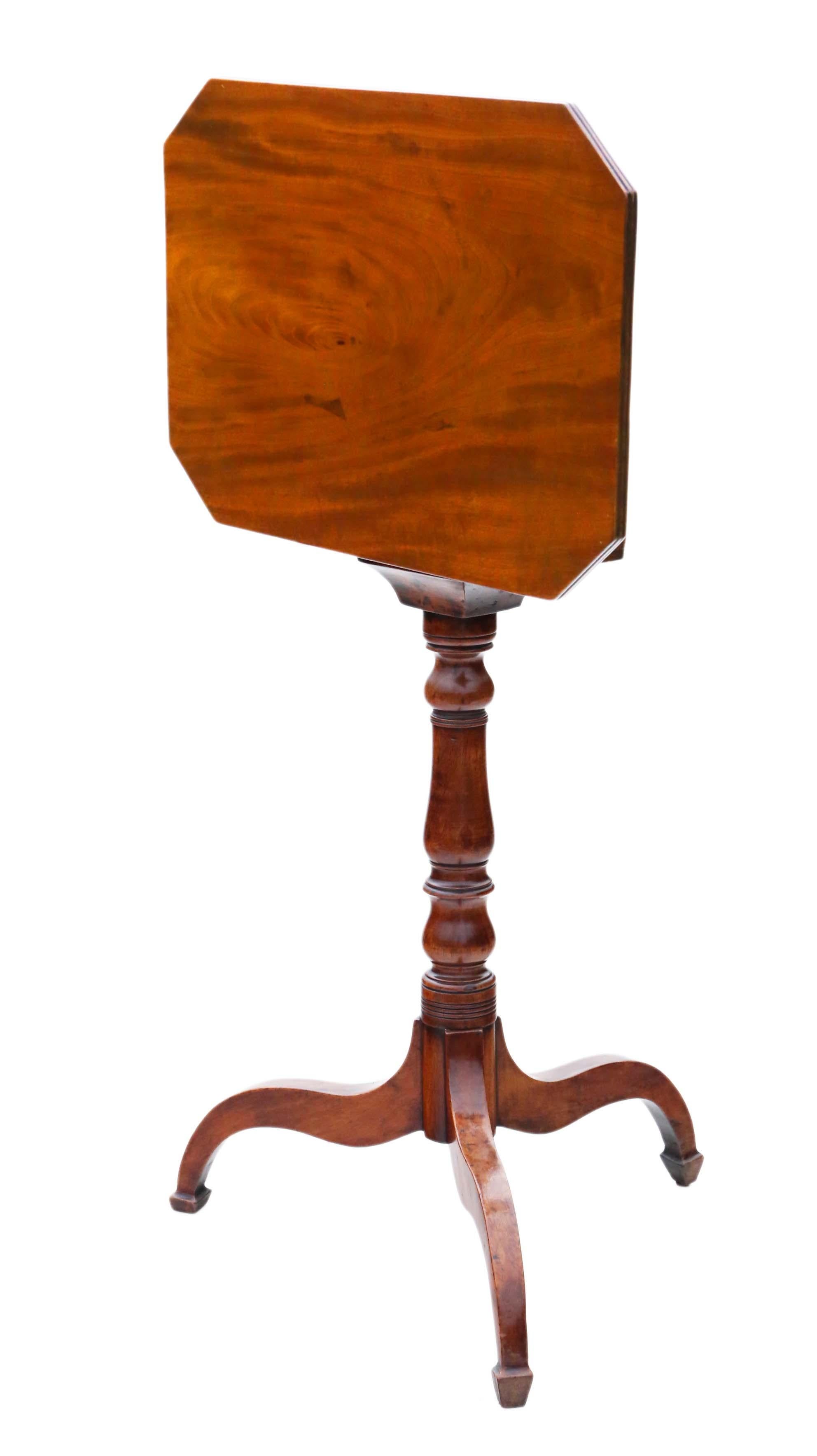 Antique Georgian C1800 Mahogany Tilt Top Wine Table Side with Drawer In Good Condition For Sale In Wisbech, Cambridgeshire
