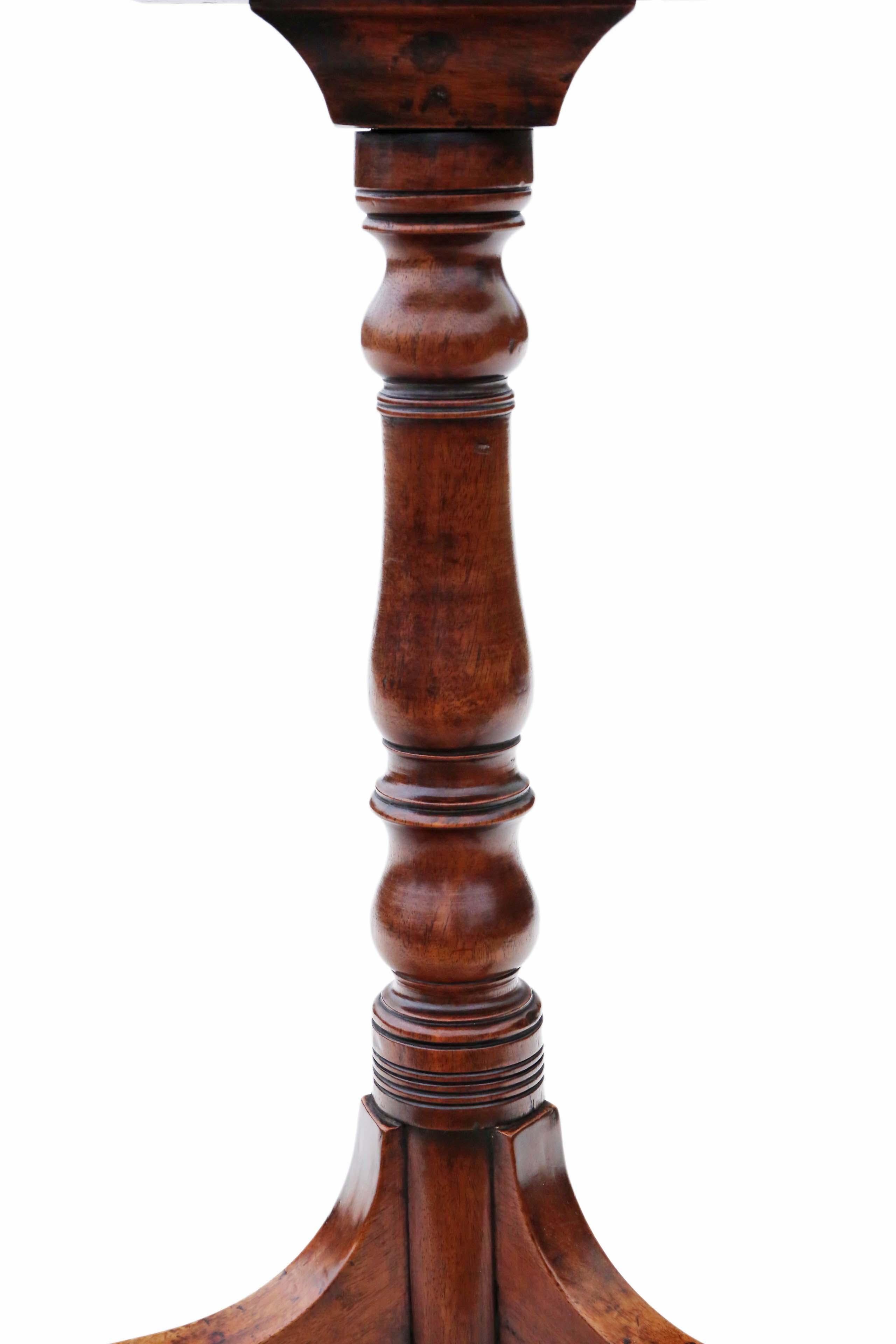 Early 19th Century Antique Georgian C1800 Mahogany Tilt Top Wine Table Side with Drawer For Sale