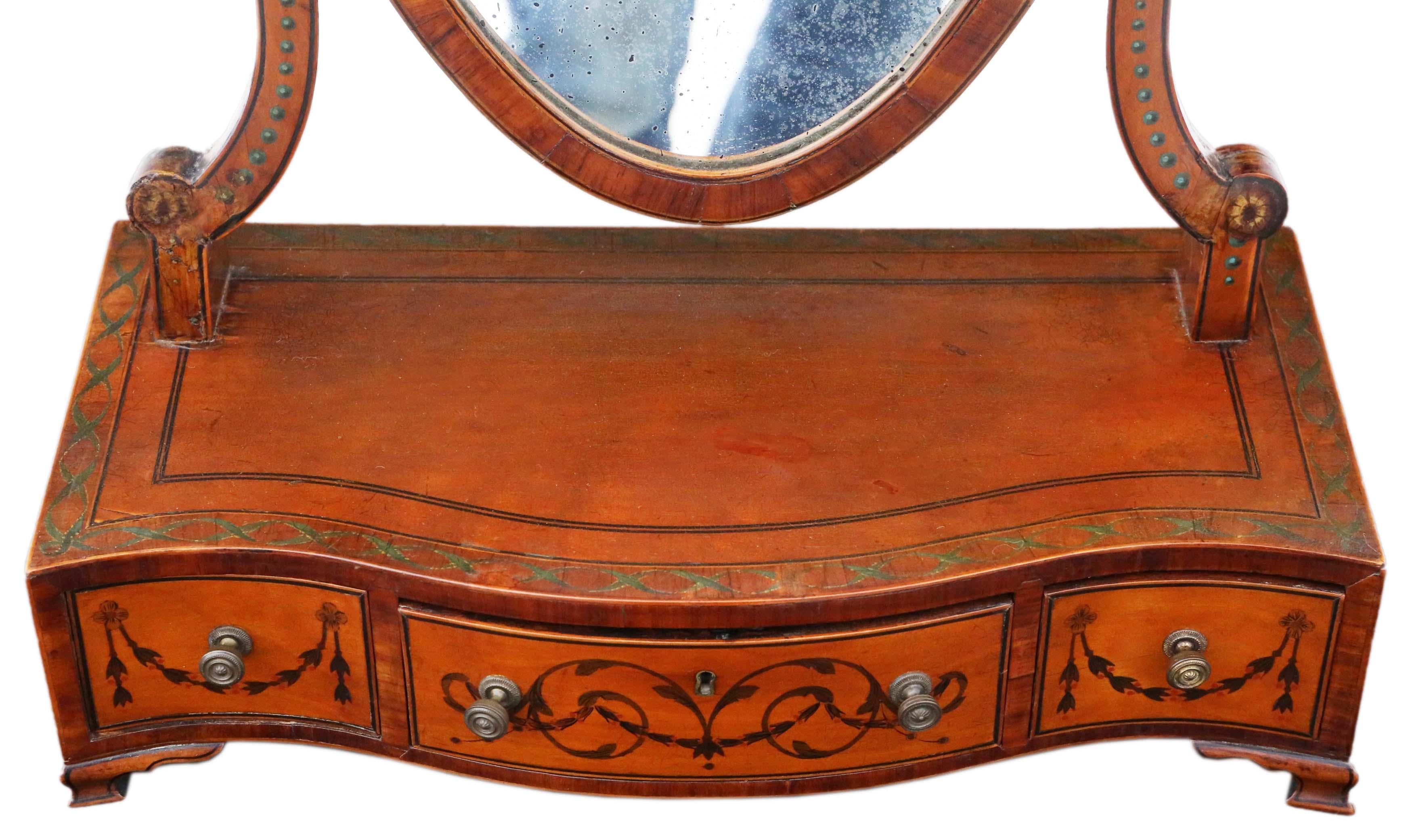 Antique Georgian circa 1820 Satinwood Dressing Table Swing Mirror 1