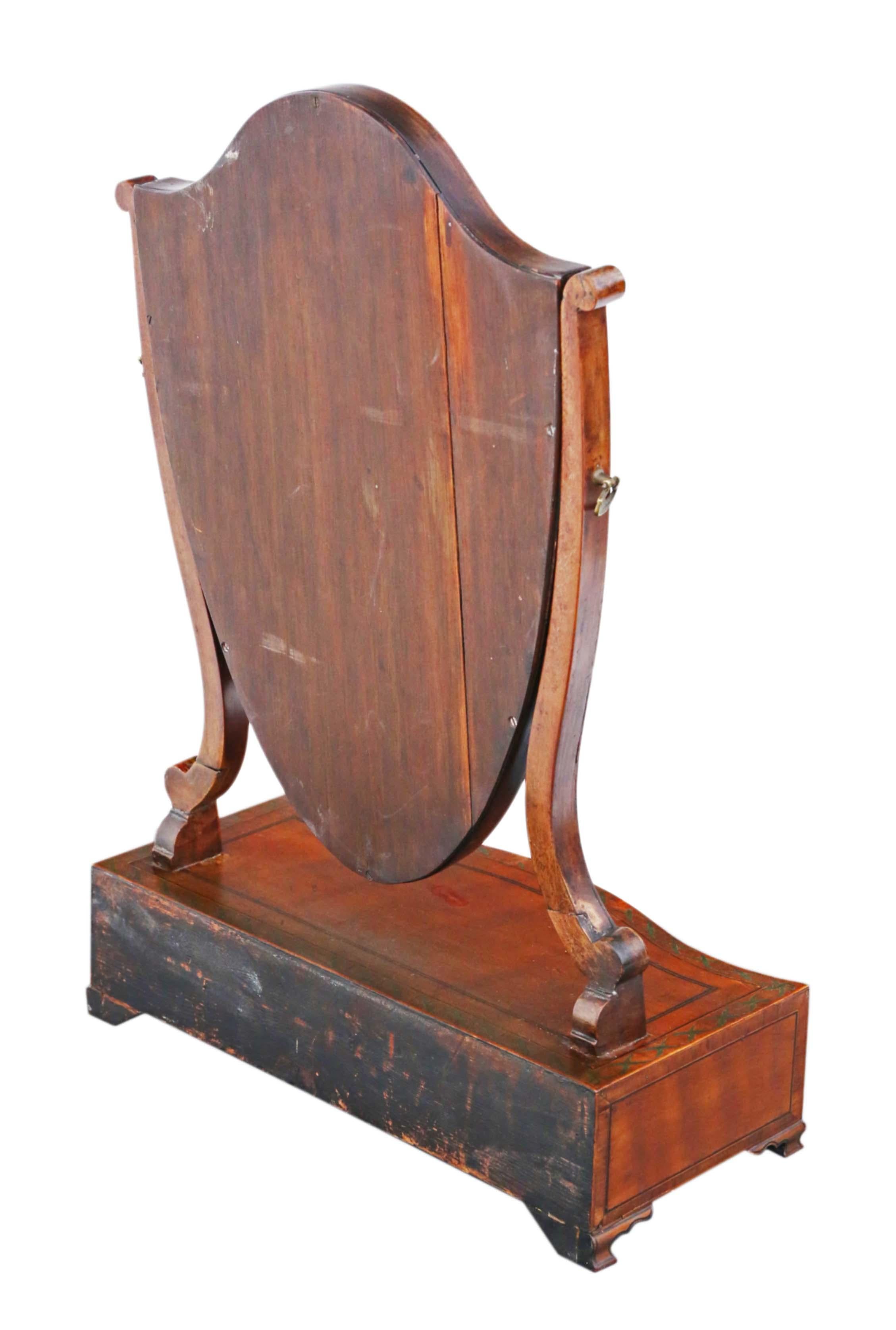 Antique Georgian circa 1820 Satinwood Dressing Table Swing Mirror 3