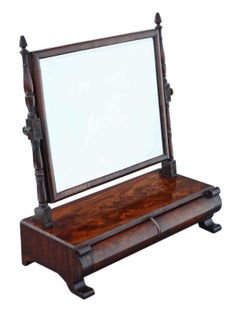 Antique Georgian circa 1825 Mahogany Dressing Table Swing Mirror