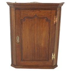 Antique Georgian Cabinet, Oak Hanging Corner Cabinet, Scotland 1820, H266
