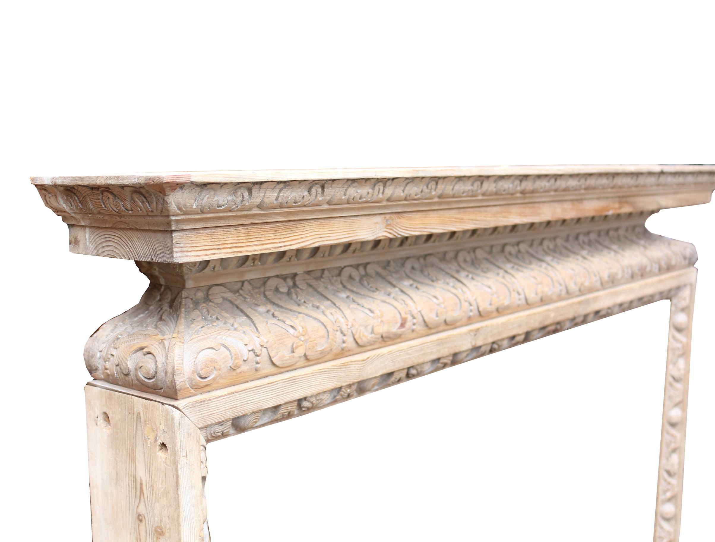 Antique Georgian Carved Pine Fire Surround In Fair Condition In Wormelow, Herefordshire