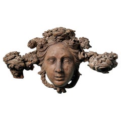 Antique Georgian Carved Pine Mask Wall Hanging