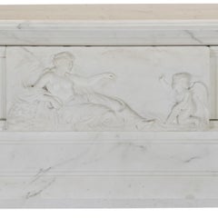 Antique Georgian Carved Statuary Marble Chimneypiece  Neoclassical