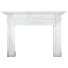 Antique Georgian Carved Statuary Marble Chimneypiece  Neoclassical