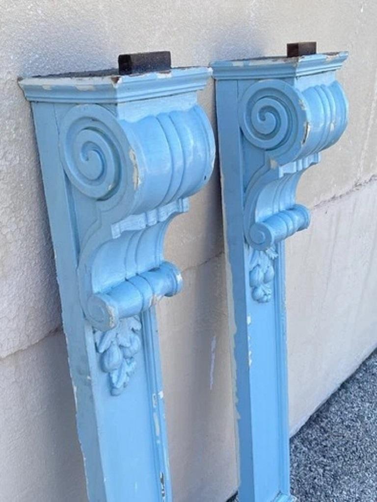 Antiguo Georgiano Madera Tallada Pintura Azul Mantel 53