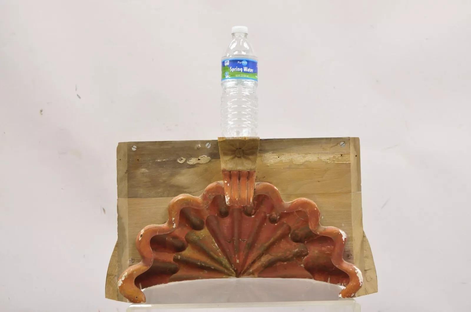 Antique Georgian Carved Wood Clam Shell Pediment Salvage Architectural Element For Sale 5