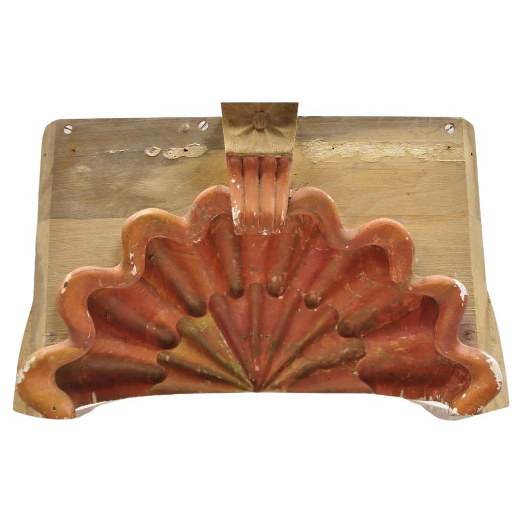 Antique Georgian Carved Wood Clam Shell Pediment Salvage Architectural Element