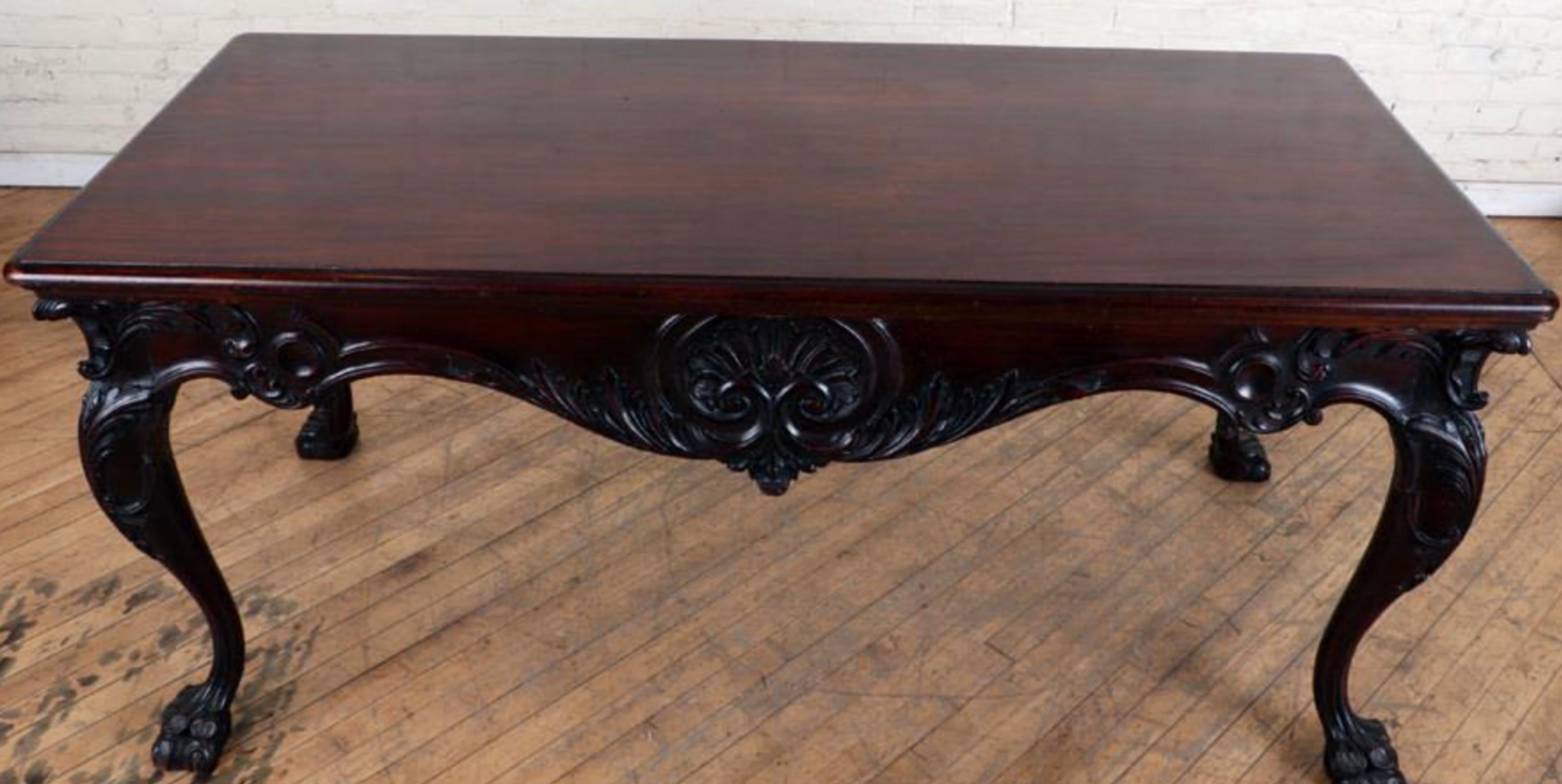 English Antique Georgian Carved Writing Table For Sale