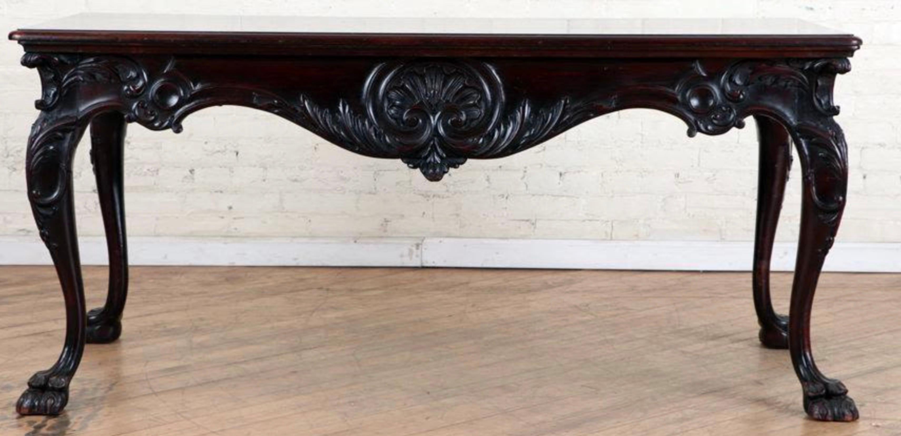 Mahogany Antique Georgian Carved Writing Table For Sale
