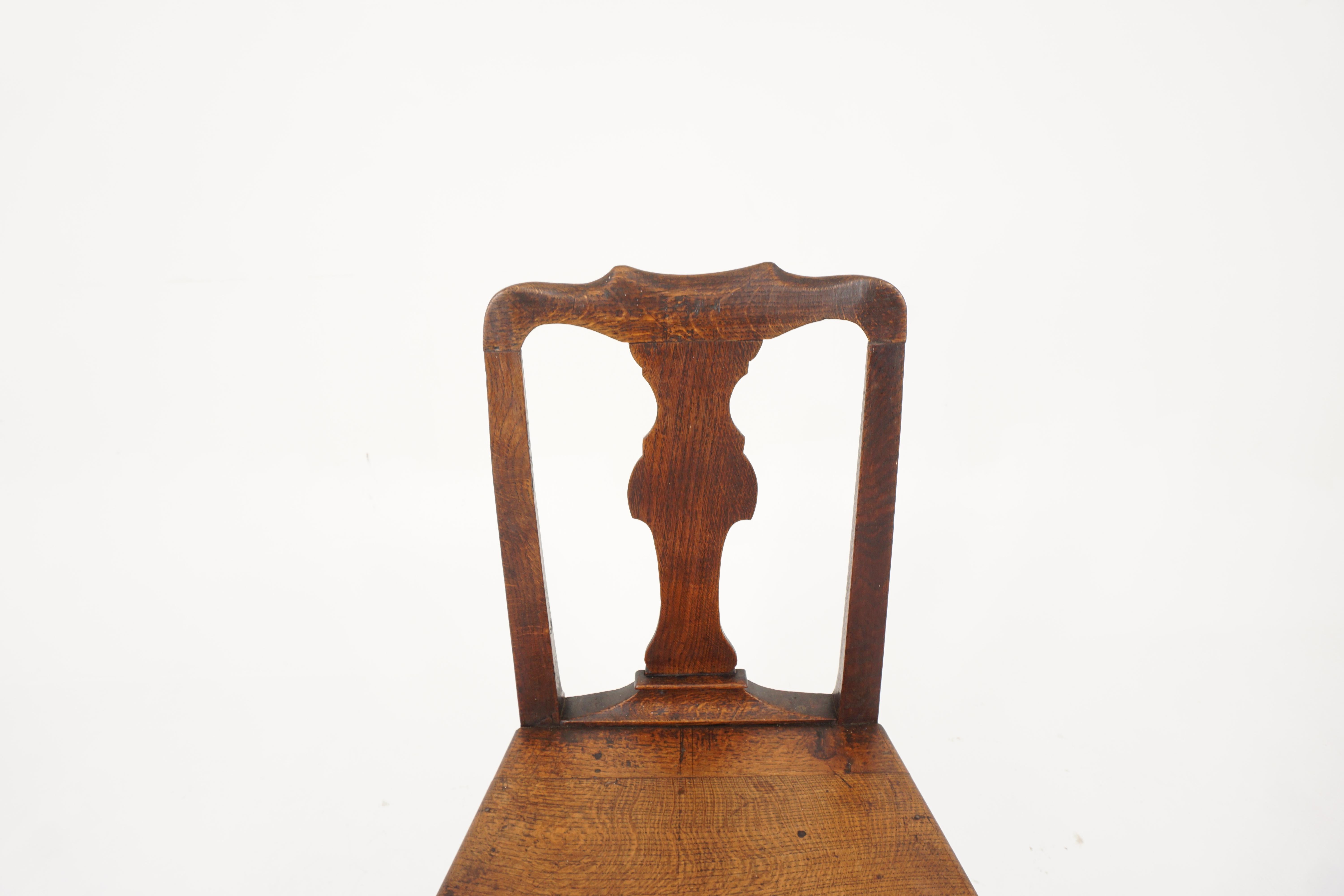 Hand-Crafted Antique Georgian Chair, Oak Hall Chair, Scotland 1790, H262 For Sale