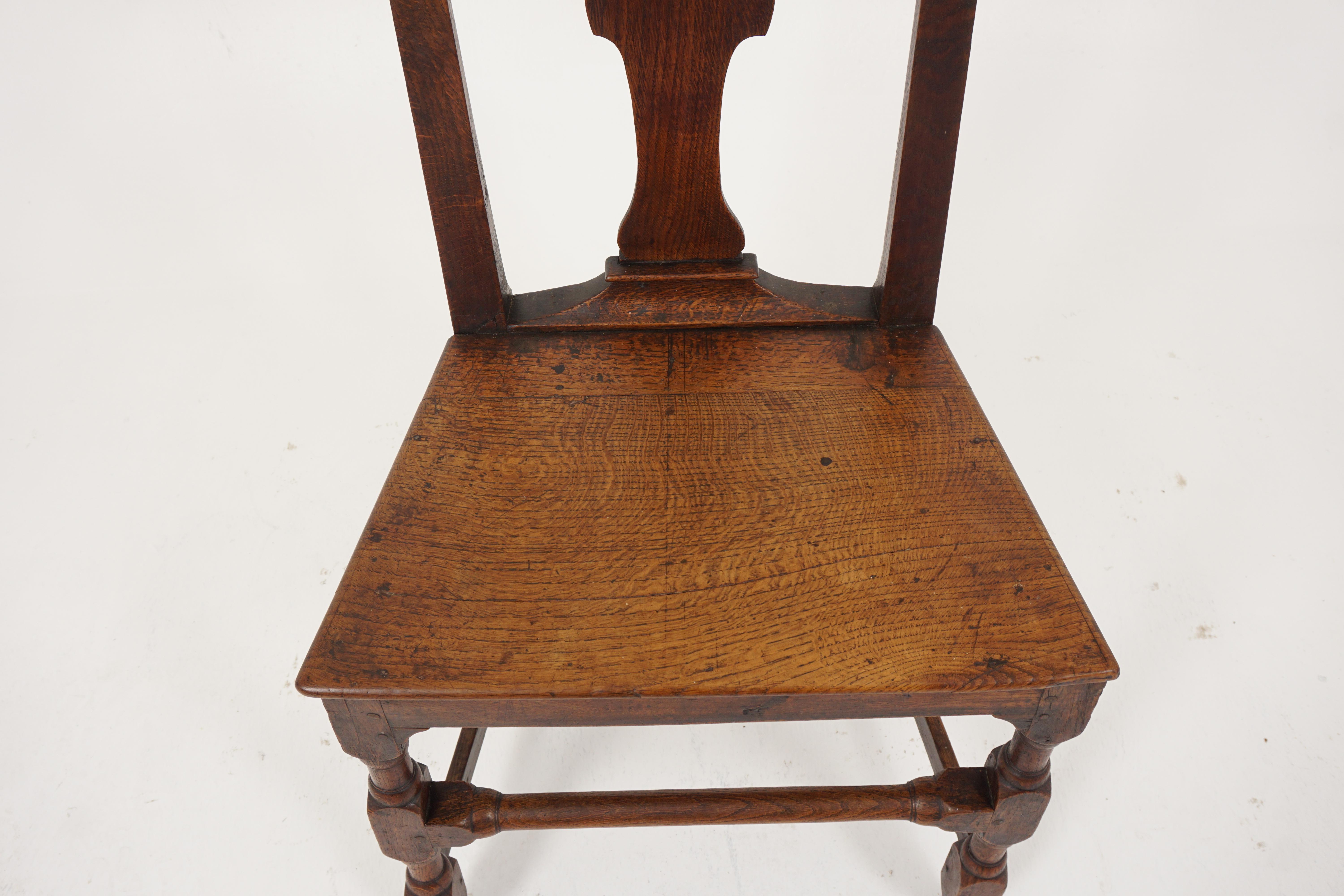 Antique Georgian Chair, Oak Hall Chair, Scotland 1790, H262 In Good Condition For Sale In Vancouver, BC
