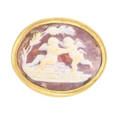 Antique Georgian "Cherubs At Play" Shell Cameo Ring