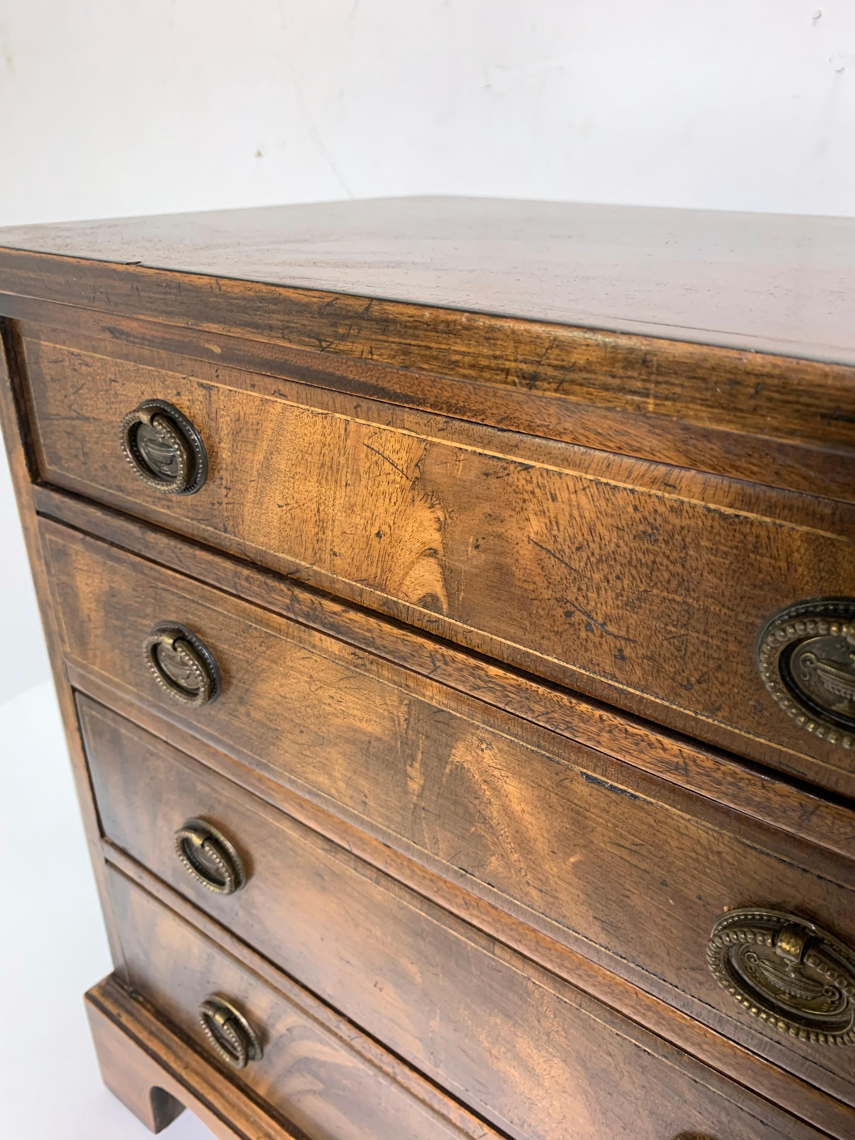 Antique Georgian Miniature Chest in Mahogany with Boxwood Stringing, ca. 1780s For Sale 6