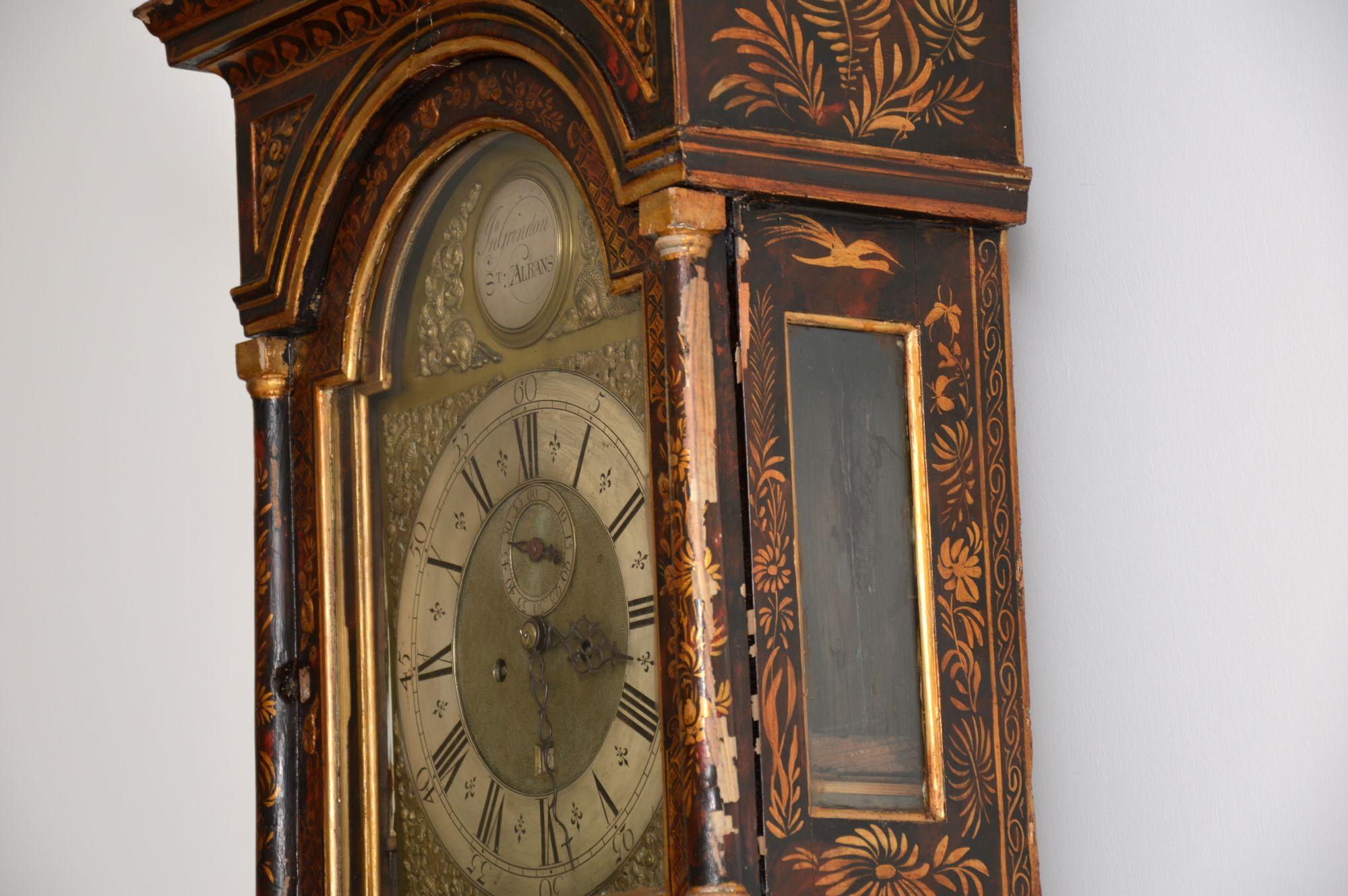 Antique Georgian Chinoiserie Grandfather Clock 7