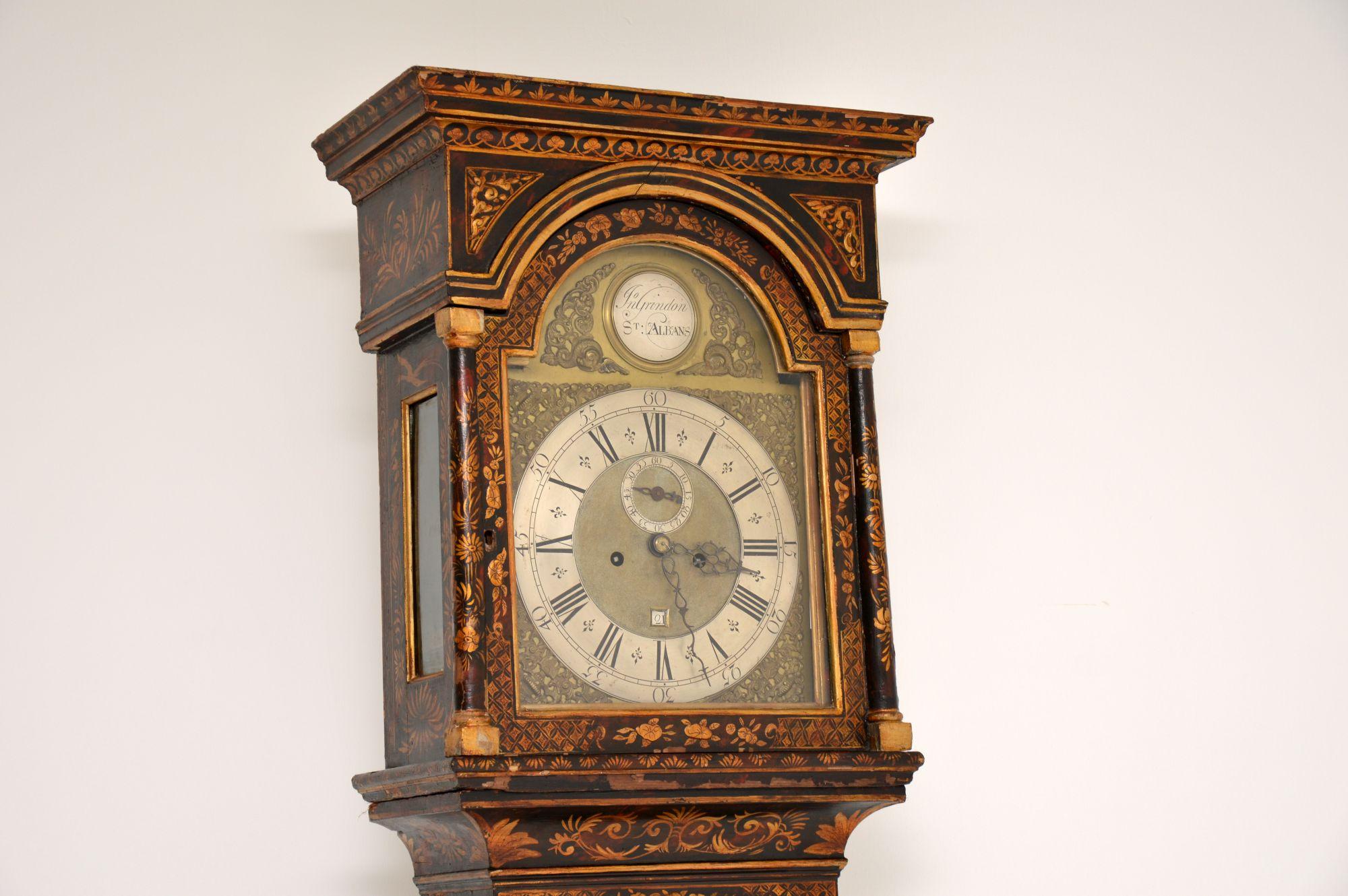 Antique Georgian Chinoiserie Grandfather Clock In Good Condition In London, GB