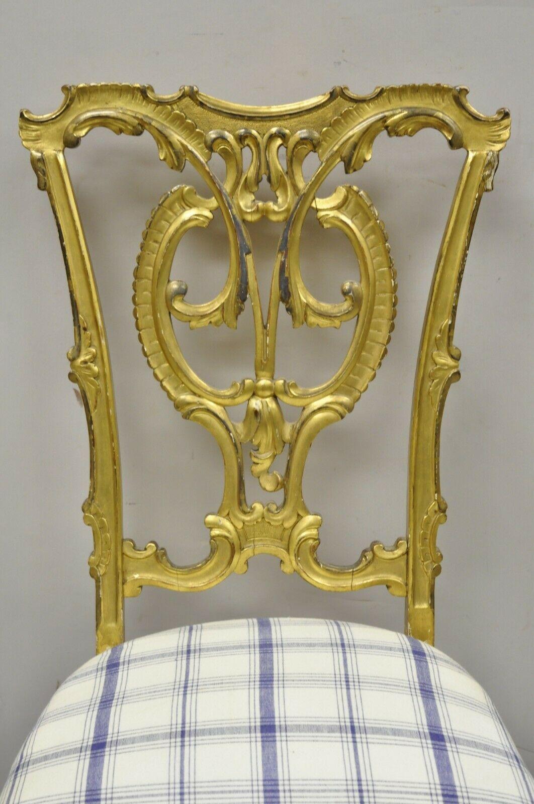 Antique Georgian Chippendale Gold Giltwood Carved Paw Feet Accent Side Chair For Sale 6