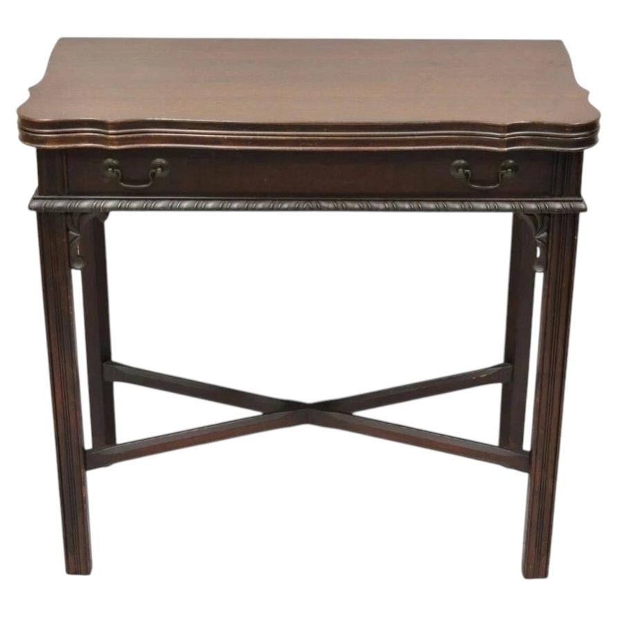 Antique Georgian Chippendale Mahogany Convertible Flip Top Console Game Table