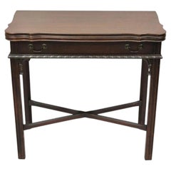 Antique Georgian Chippendale Mahogany Convertible Flip Top Console Game Table