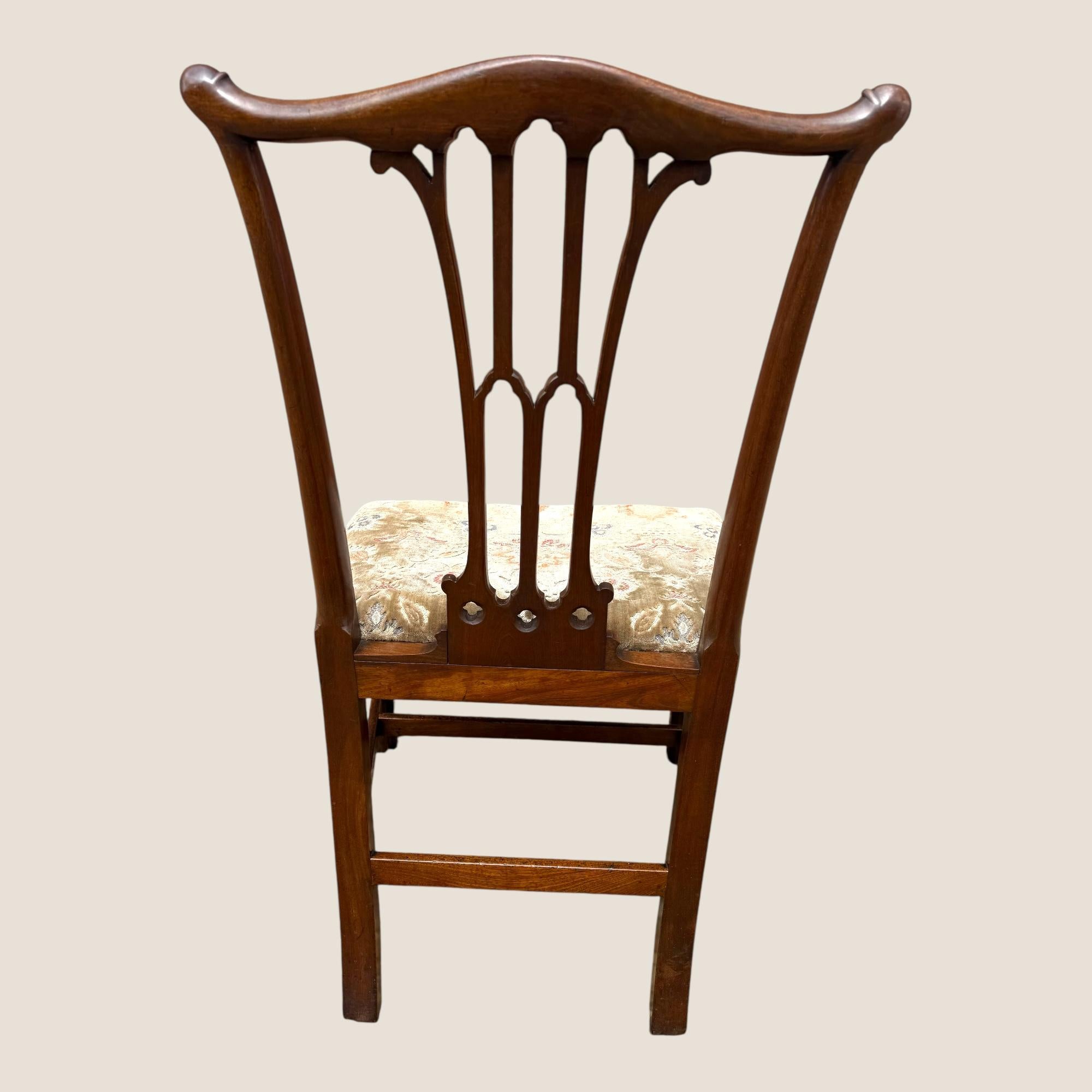 Antique Georgian Chippendale Period Mahogany & Floral Upholstered Carved Chair For Sale 5