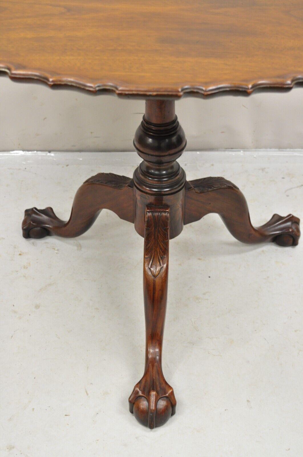 19th Century Antique Georgian Chippendale Pie Crust Mahogany Ball and Claw Tilt Top Table For Sale