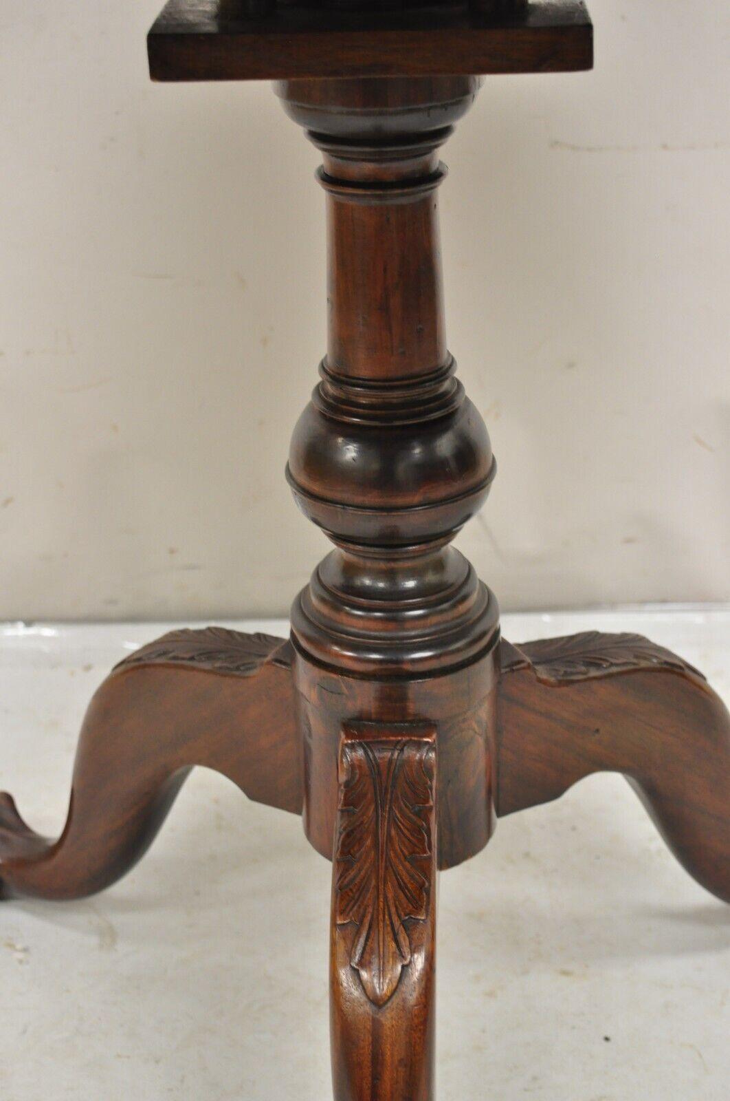 Antique Georgian Chippendale Pie Crust Mahogany Ball and Claw Tilt Top Table For Sale 1