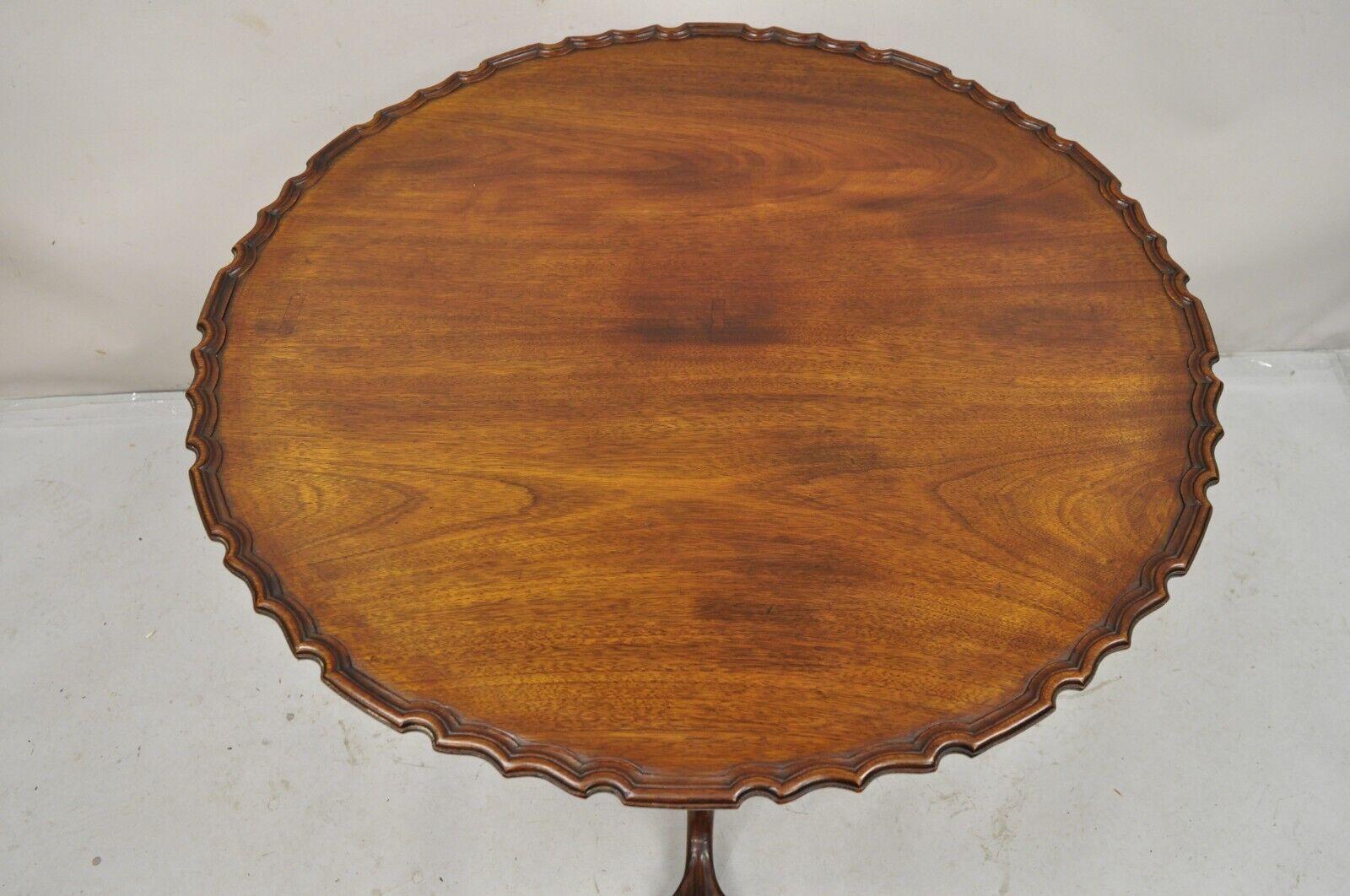 Antique Georgian Chippendale Pie Crust Mahogany Ball and Claw Tilt Top Table For Sale 3