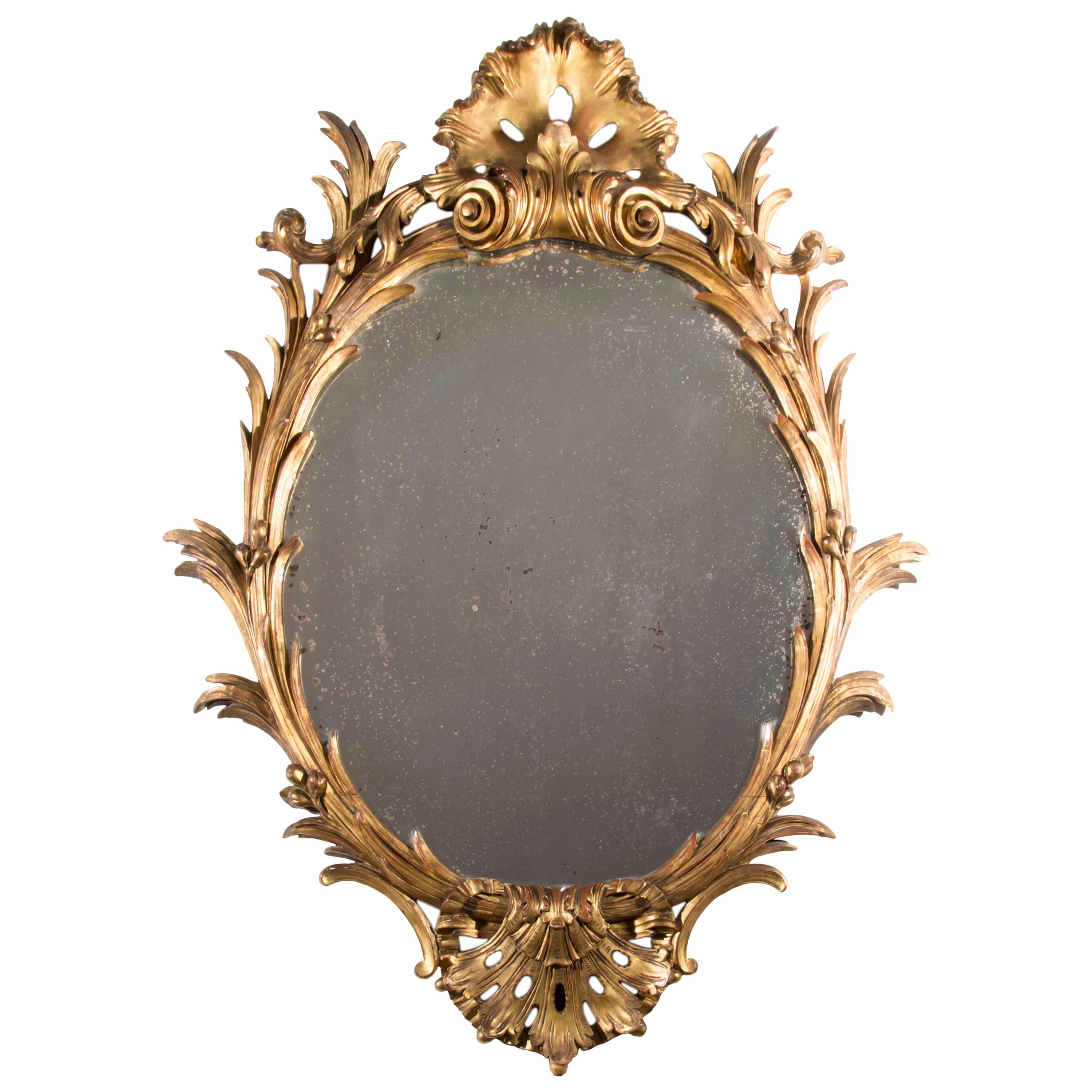 Antique Brass Federal Round Wall Mirror For Sale at 1stDibs