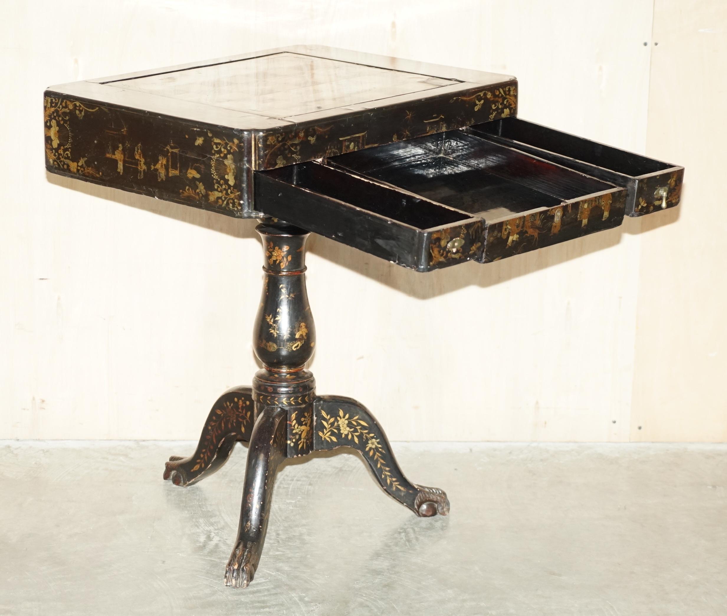 ANTIQUE GEORGIAN CIRCA 1820 CHiNESE CHINOISERIE CHESSBOARD BACKGAMMON TABLE For Sale 8
