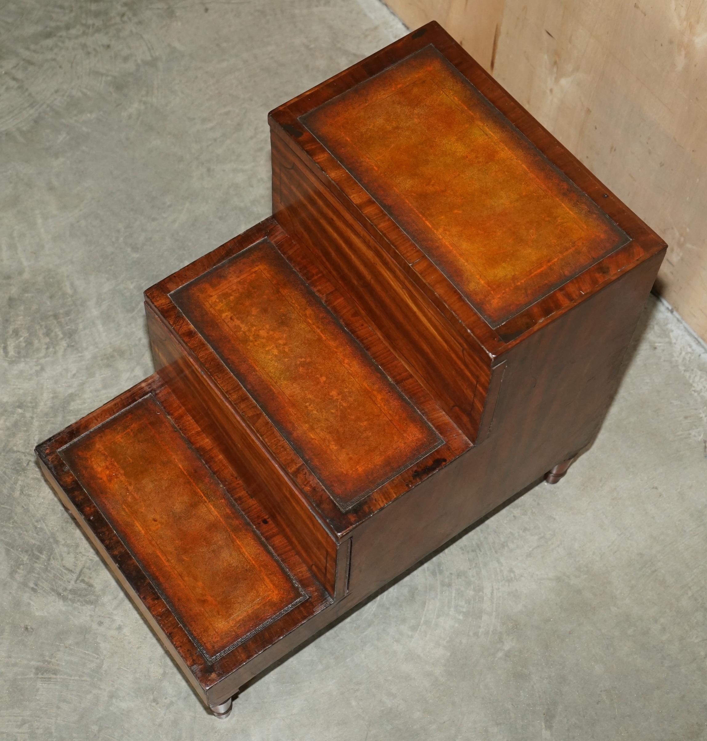 Fatto a mano ANTICA BIBLIOTECA GEORGIANA CIRCA 1820 IN LEGNO DURO E PELLE SCALA INTERNA in vendita
