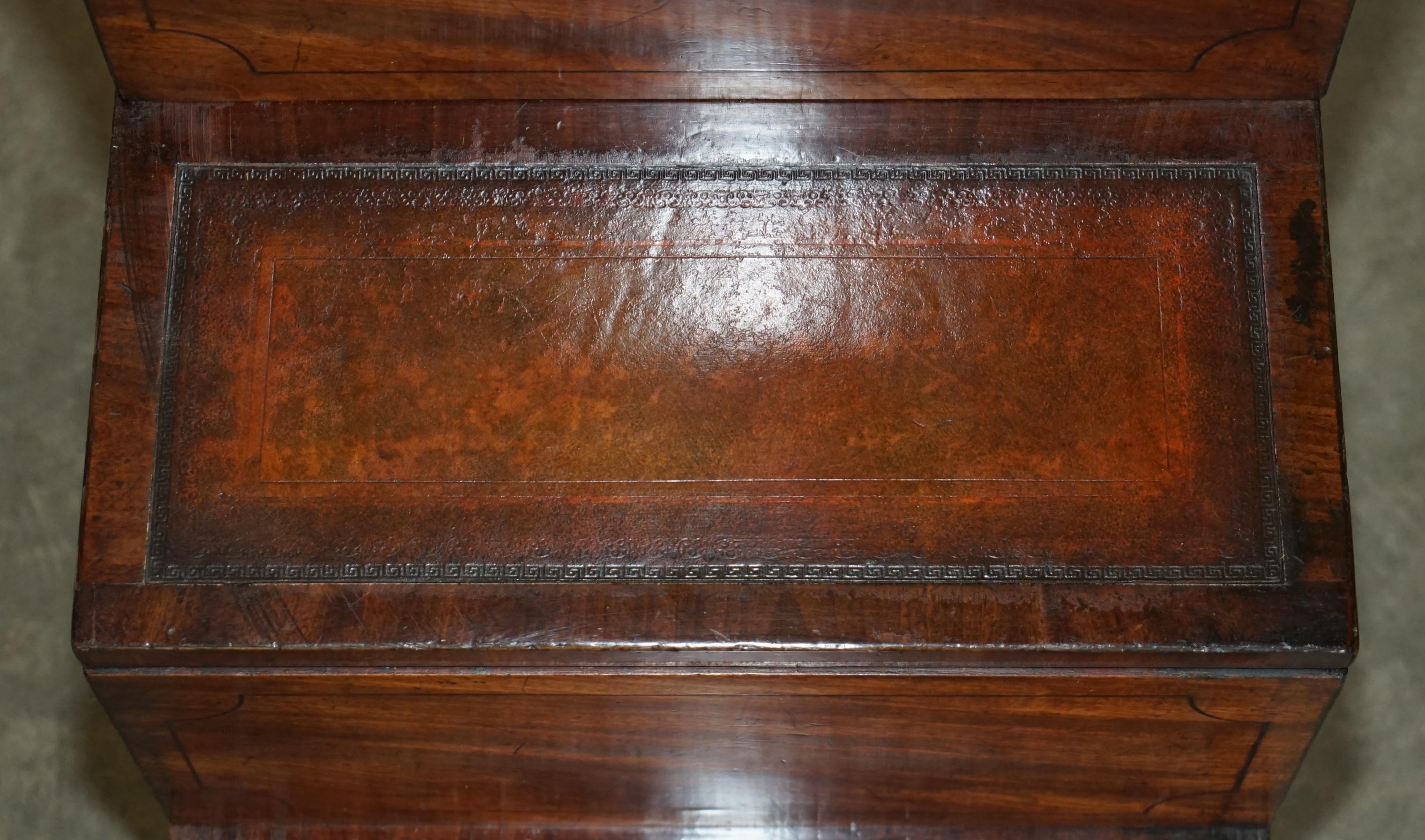 Inizio XIX secolo ANTICA BIBLIOTECA GEORGIANA CIRCA 1820 IN LEGNO DURO E PELLE SCALA INTERNA in vendita