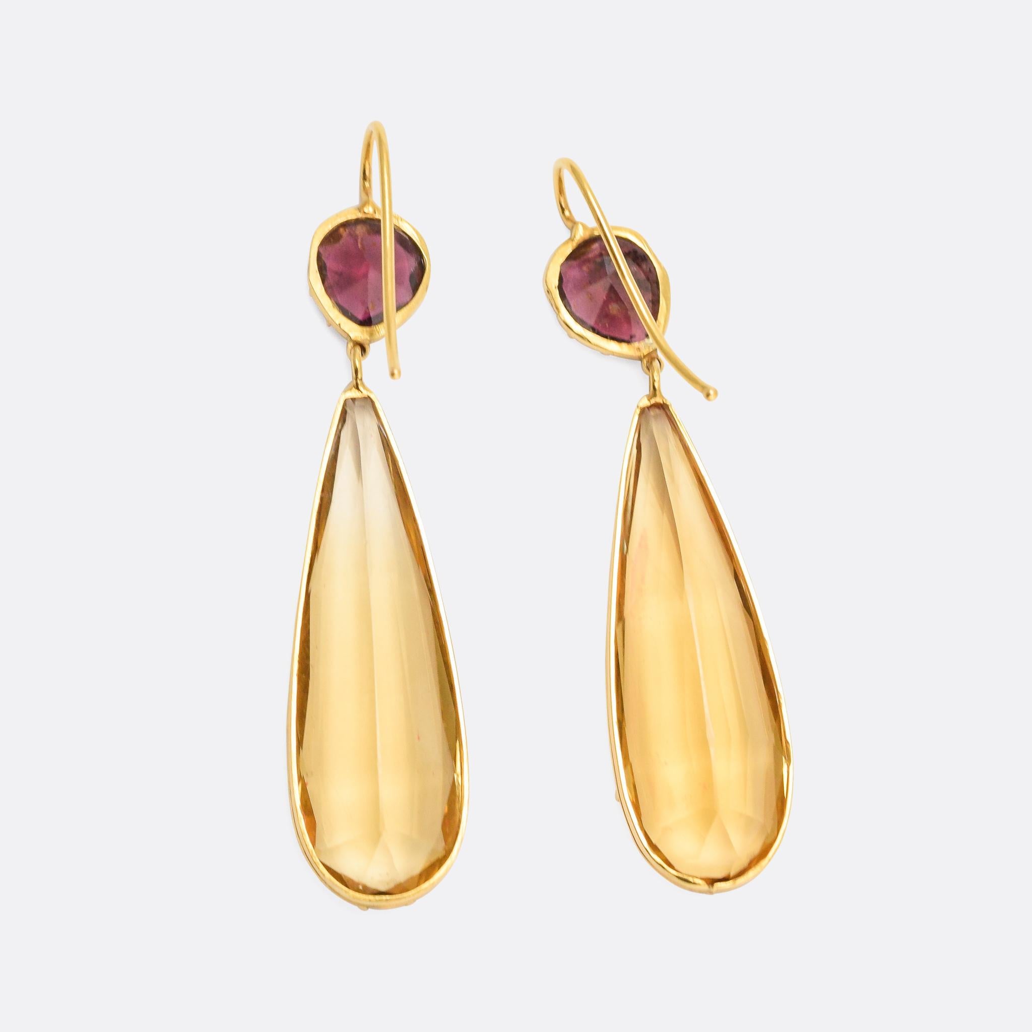 citrine and garnet earrings