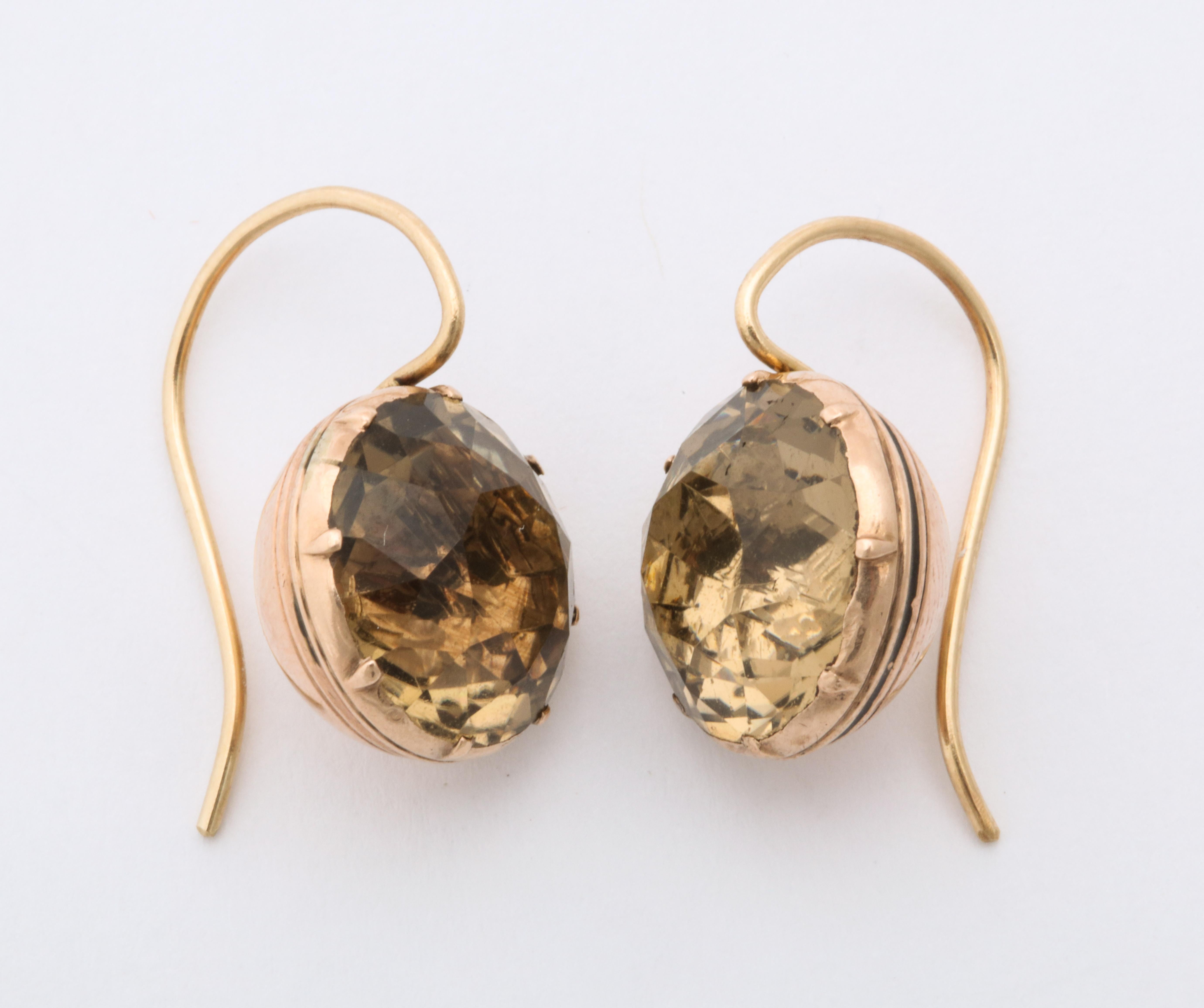 Antique Georgian Citrine Drop Earrings, circa 1820-1830 In Excellent Condition In Stamford, CT