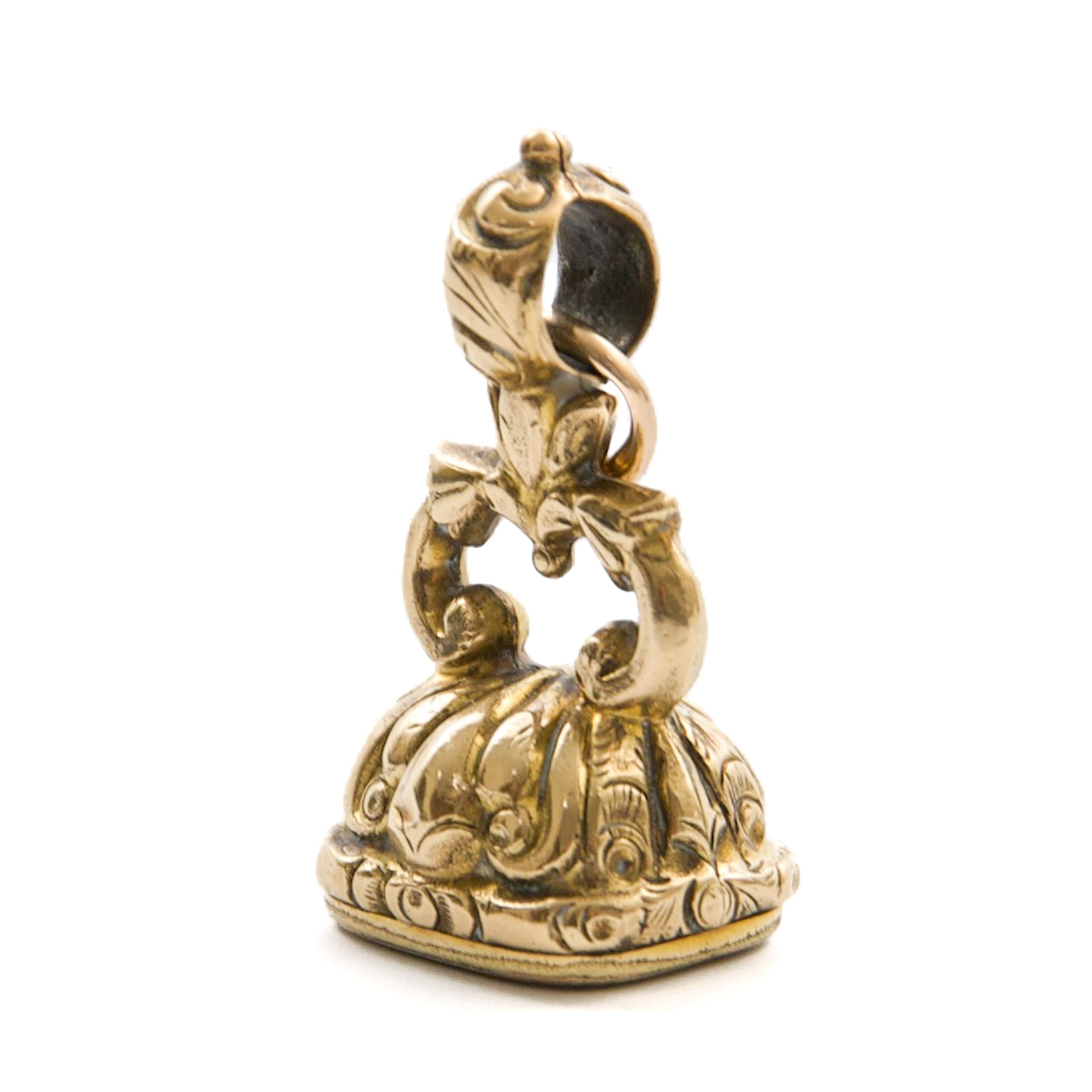 Antique Georgian Citrine Forget-Me-Not Flower Wax Seal Fob Pendant In Good Condition In Rotterdam, NL