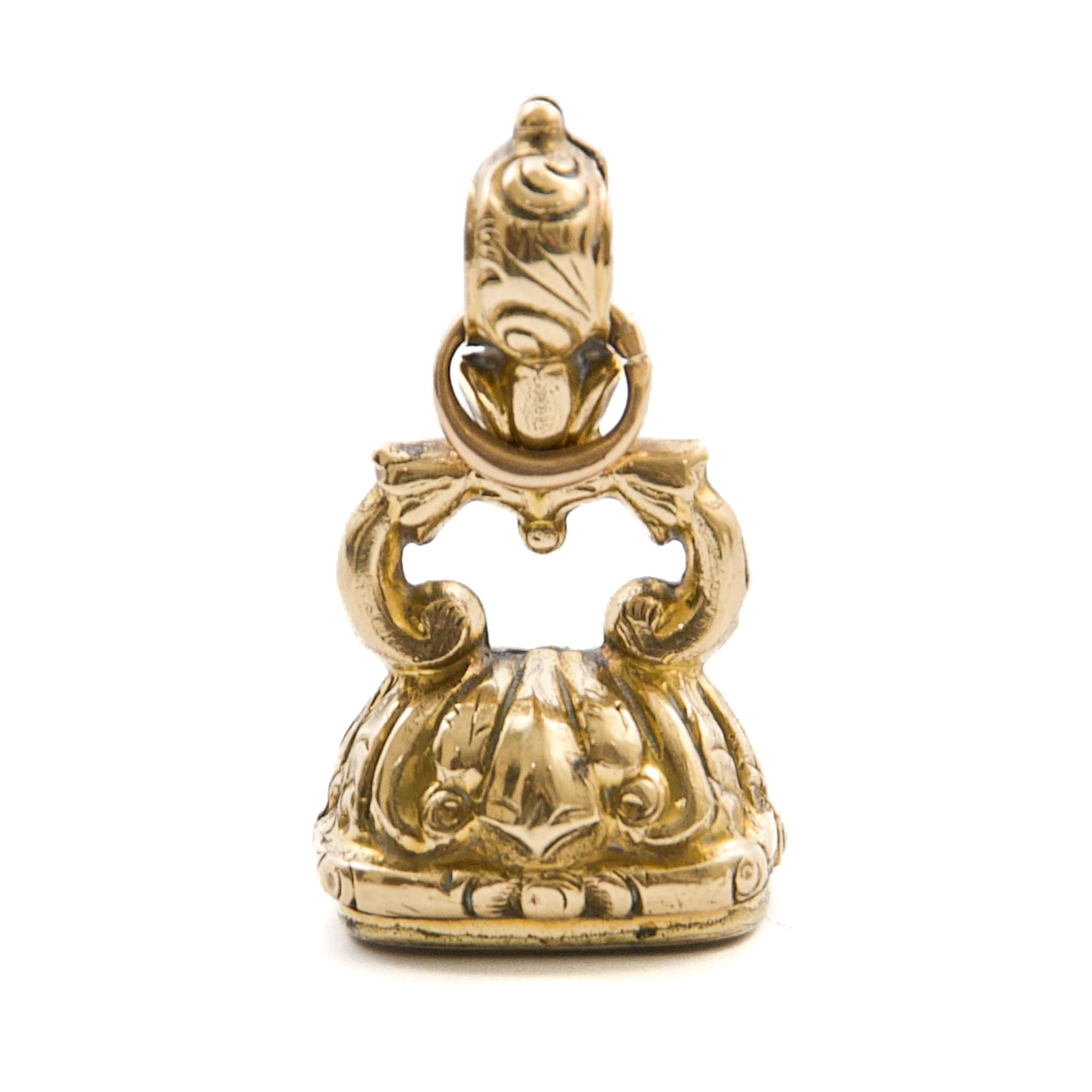 Women's or Men's Antique Georgian Citrine Forget-Me-Not Flower Wax Seal Fob Pendant